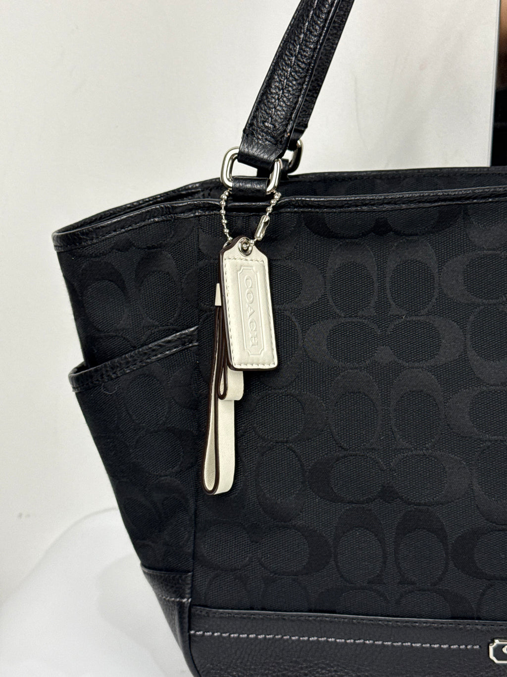 Vintage Coach Park Signature Carrie Tote Bag Black Coach Canvas Handbag 00s Y2K