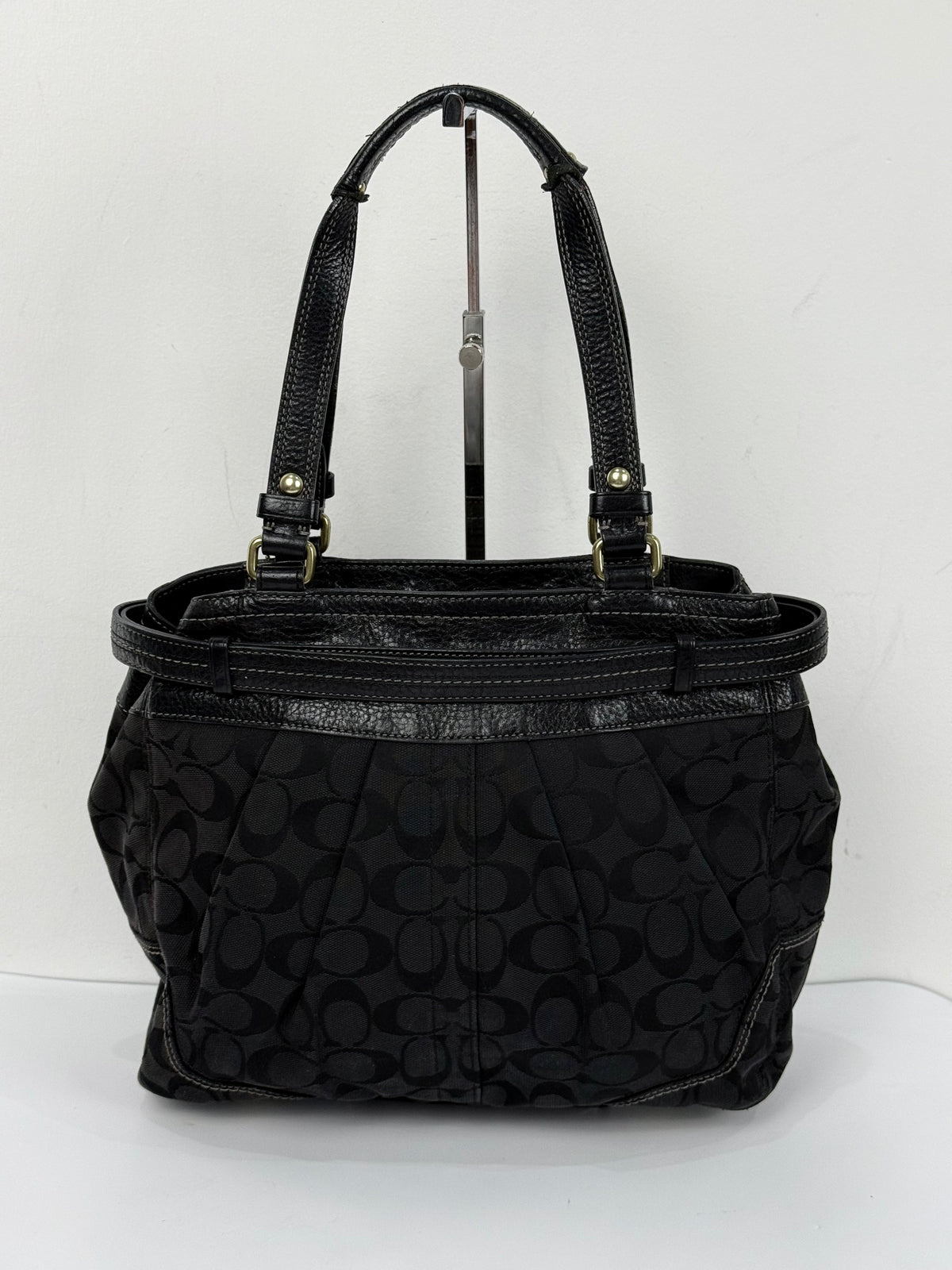 Vintage Coach Hampton Signature Tote Bag Black Coach Canvas HandBag 00s Y2K