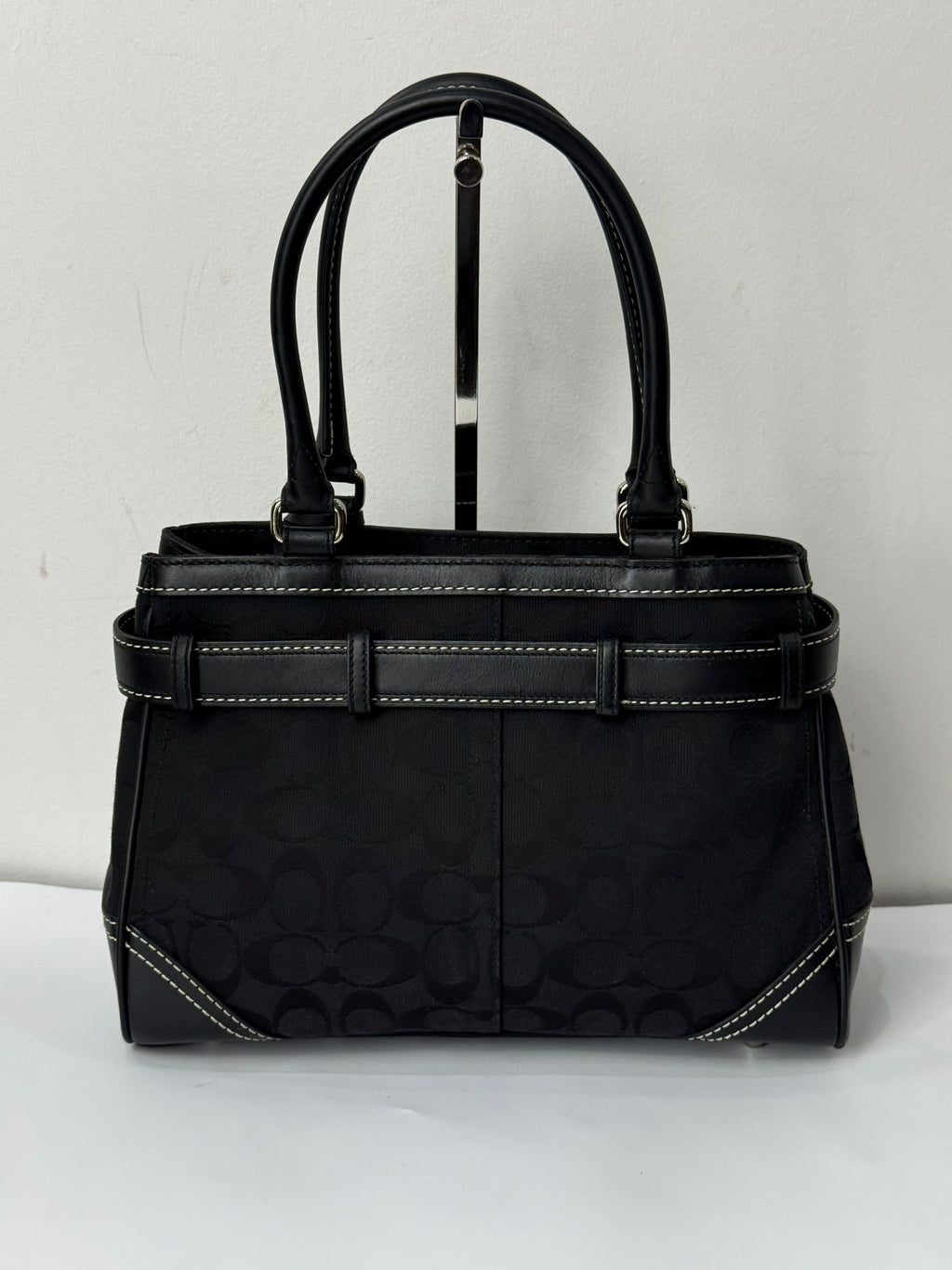 Vintage Coach Hampton Signature Tote Bag Black Coach Canvas HandBag 00s Y2K