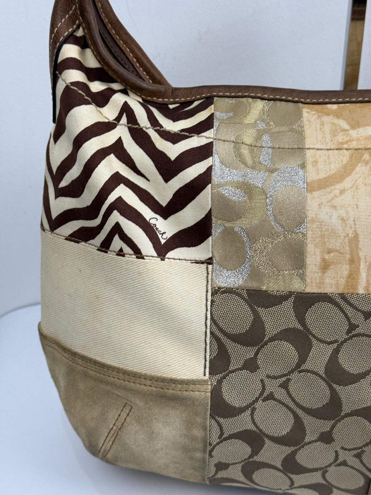 Vintage Coach Ergo Patchwork Tote Bag Bag Brown Signature Canvas Handbag 00s Y2K