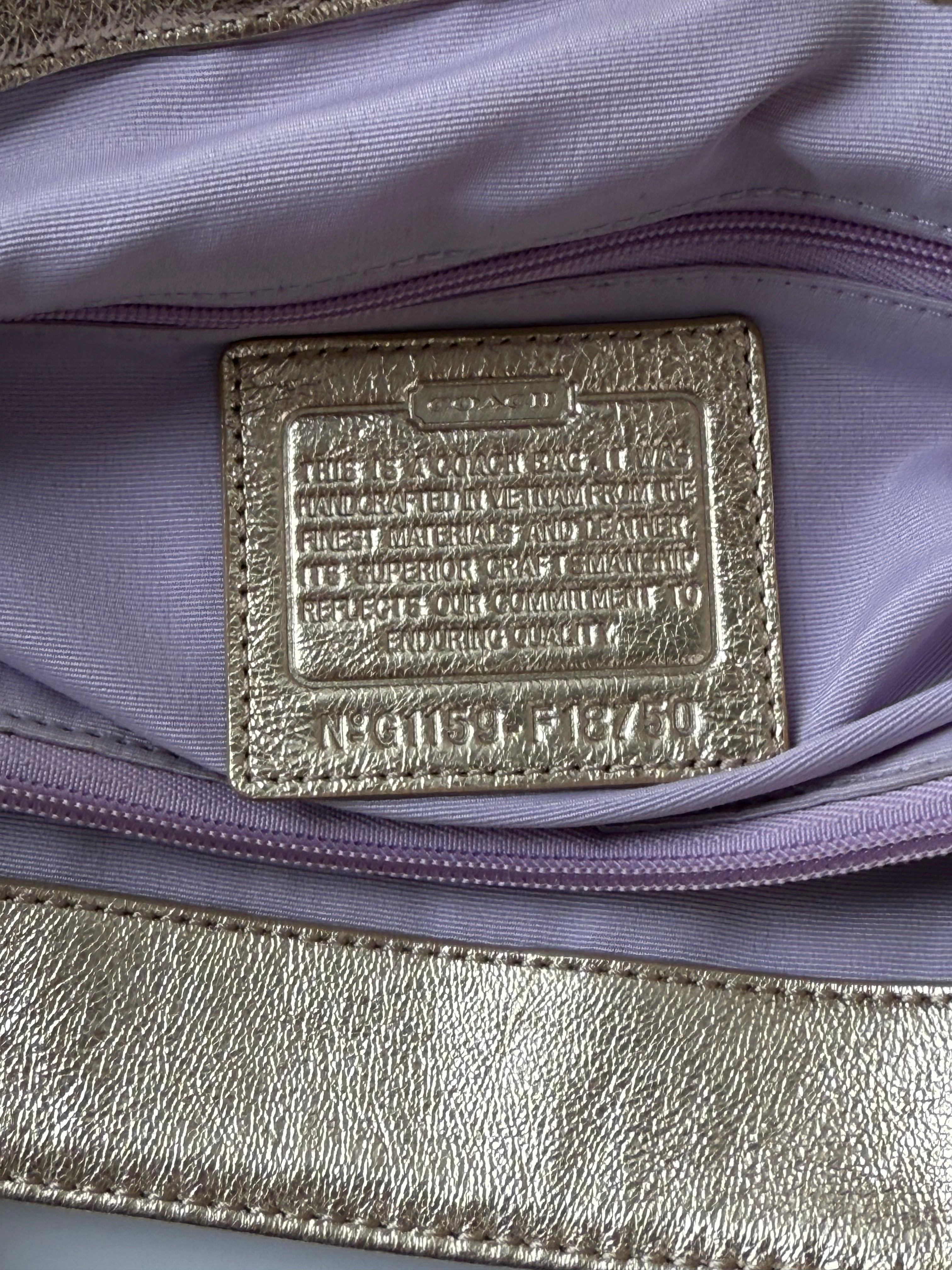 Vintage Coach Soho Signature Tote Bag Cream & Gold Canvas Shoulder Bag 00s Y2K