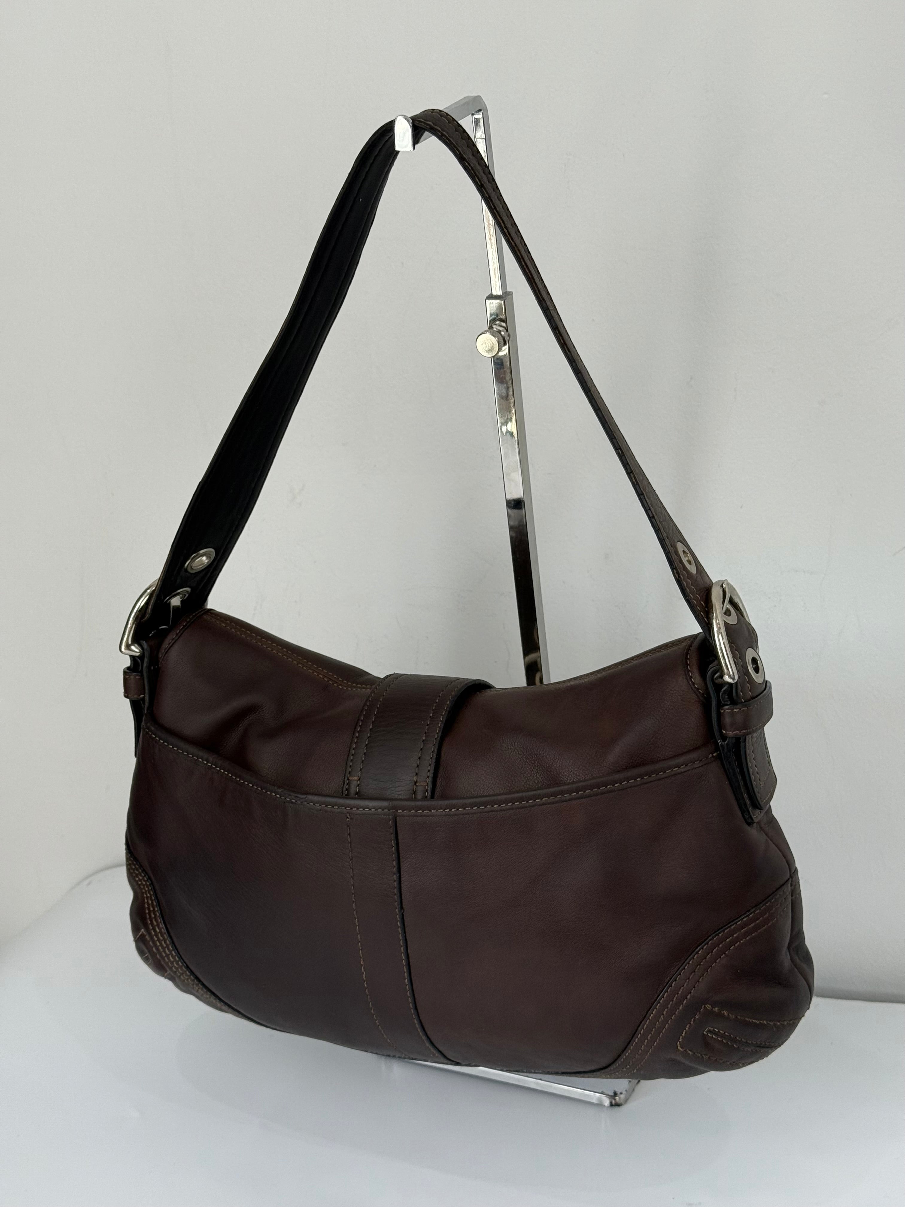 Vintage Coach Dark Brown Soho Shoulder Bag Coach Leather Handbag 00s Y2K