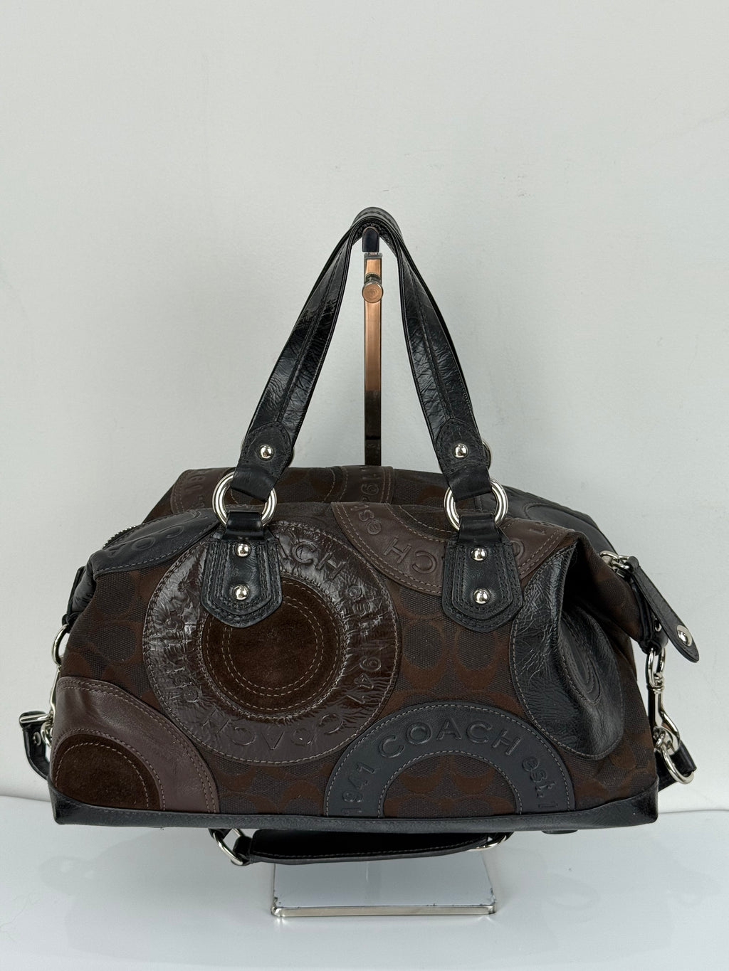 Vintage Coach Ashley Patchwork Satchel Bag Coach Black/Brown Y2K HandBag