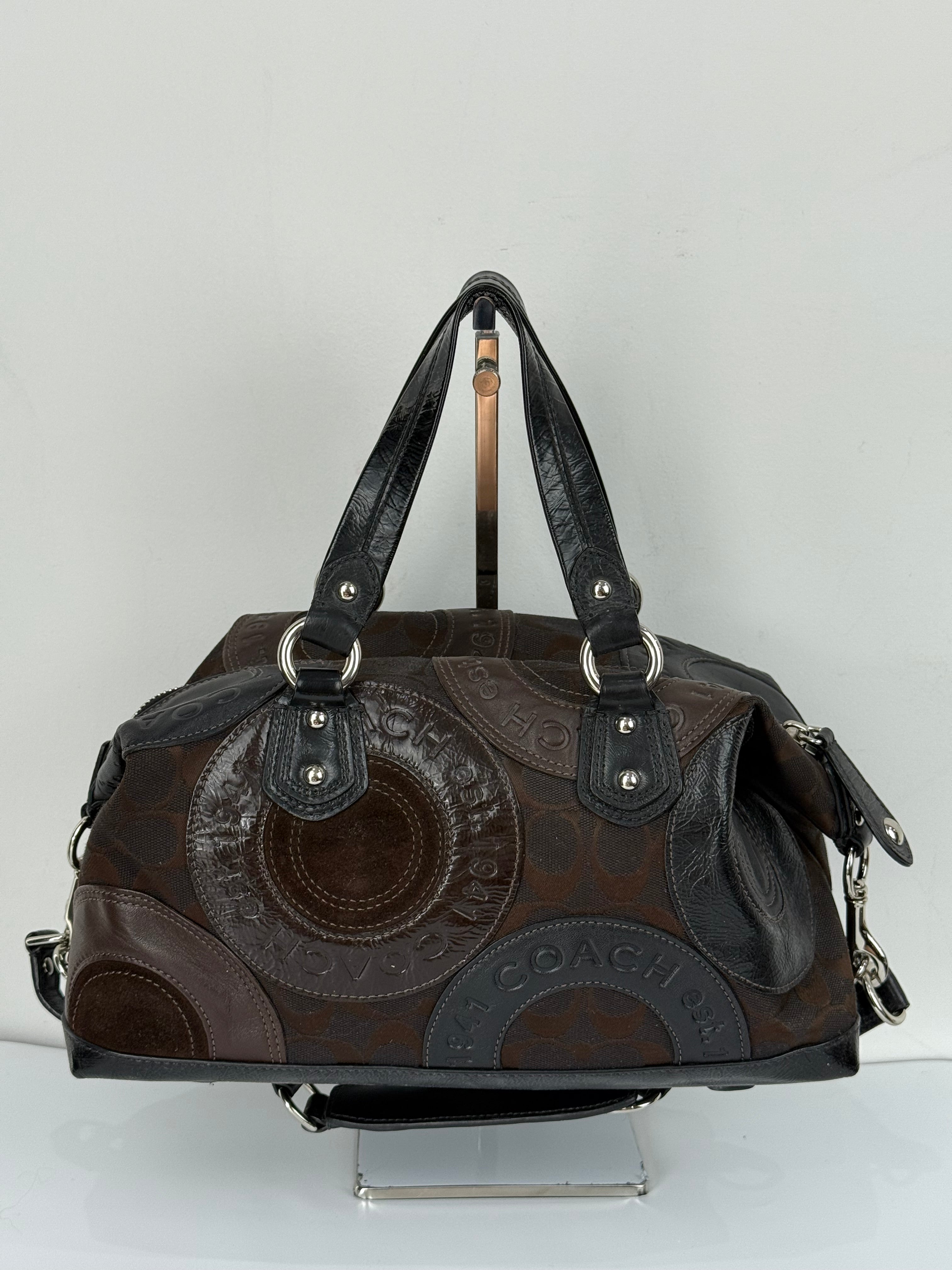 Vintage Coach Ashley Patchwork Satchel Bag Coach Black/Brown Y2K HandBag