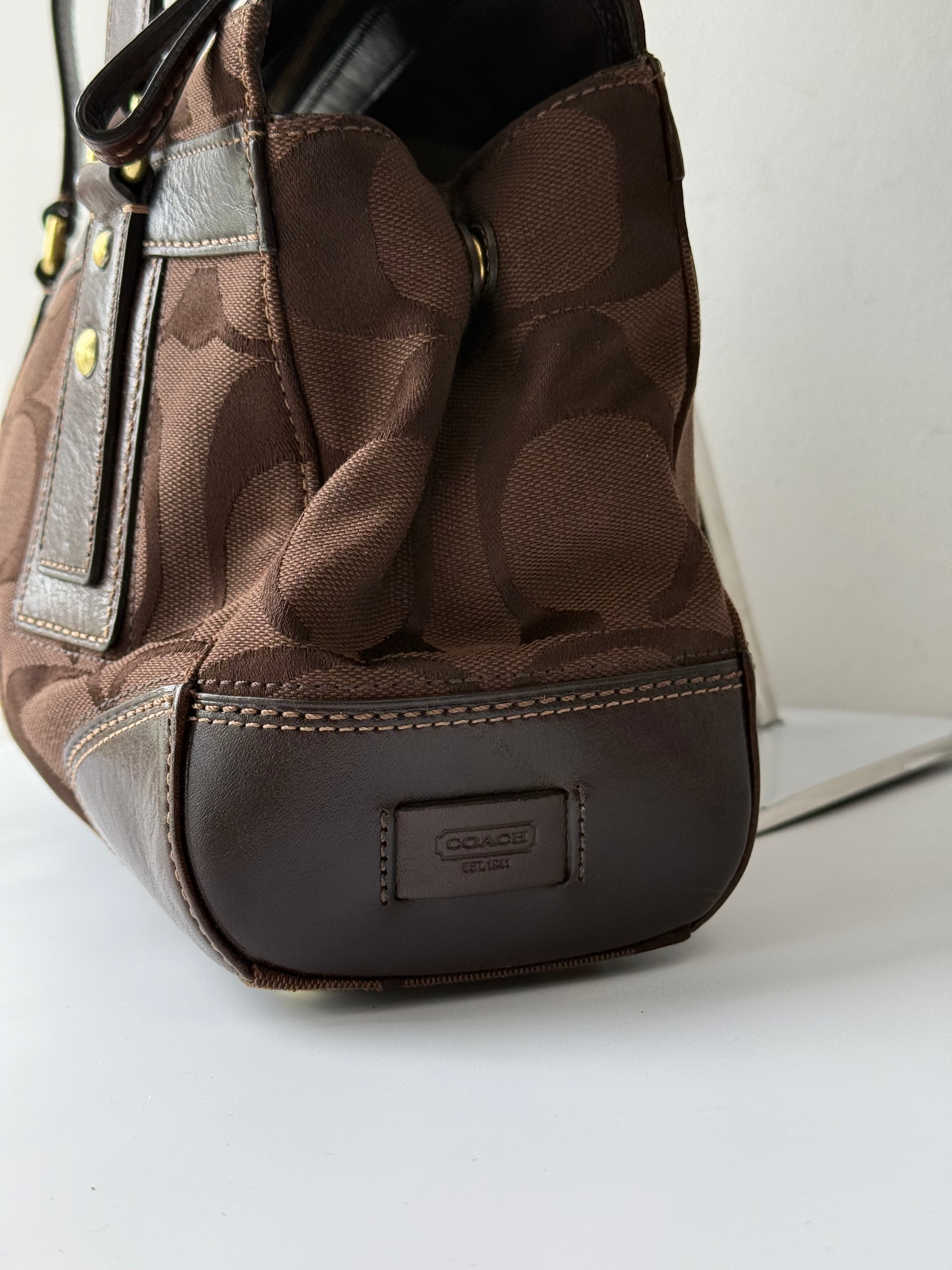 Coach Brown Hampton Satchel Bag Chestnut Leather Turnlock Tote HandBag 00s Y2K