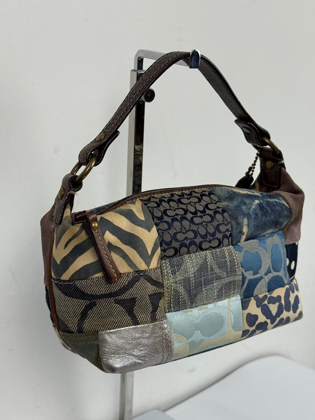 Vintage Coach Blue Denim Patchwork HandBag Coach Y2K Leather Bag
