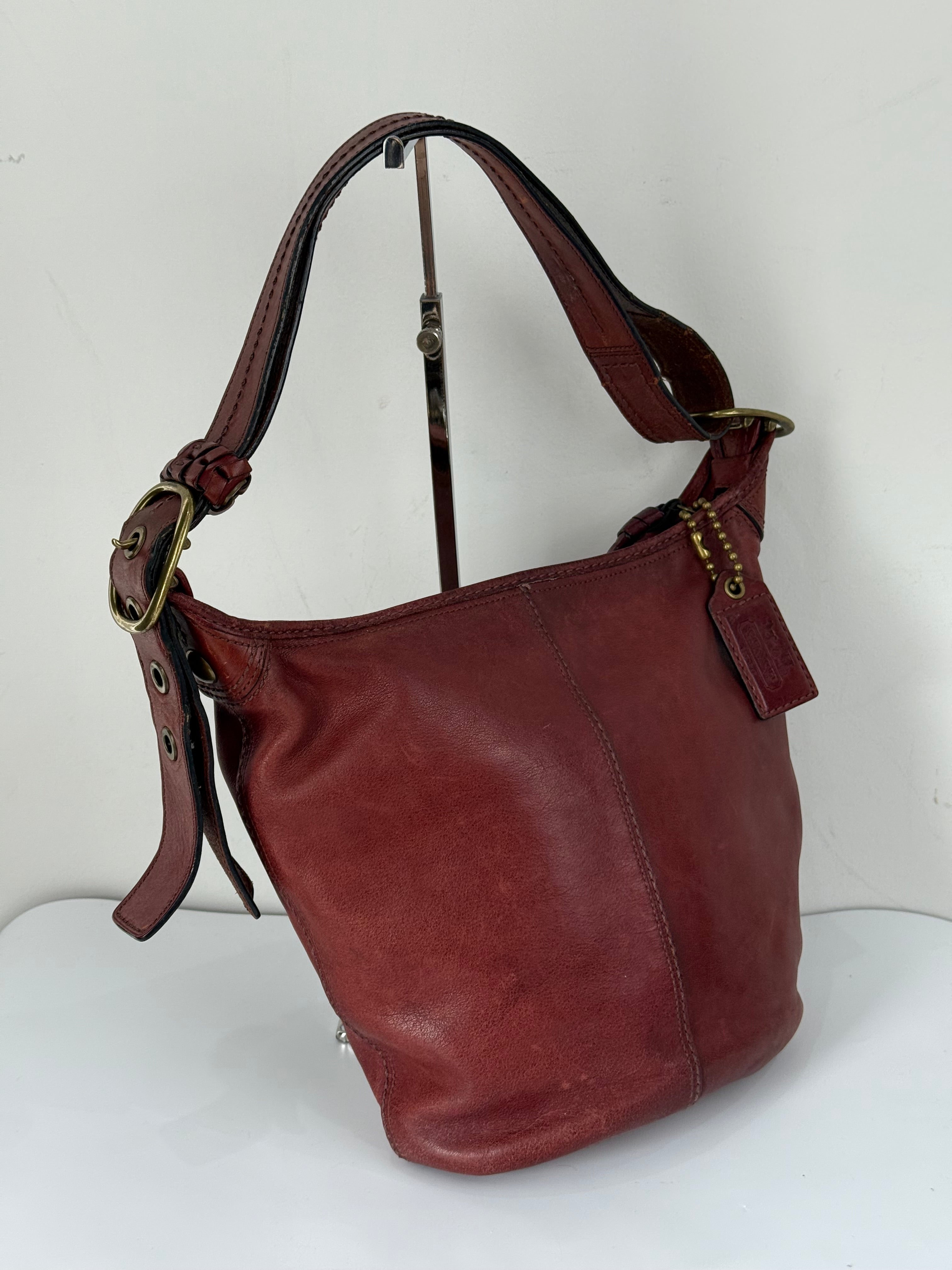 Vintage Coach Bleecker Burgundy Bucket Bag Coach Leather Y2K Shoulder Bag
