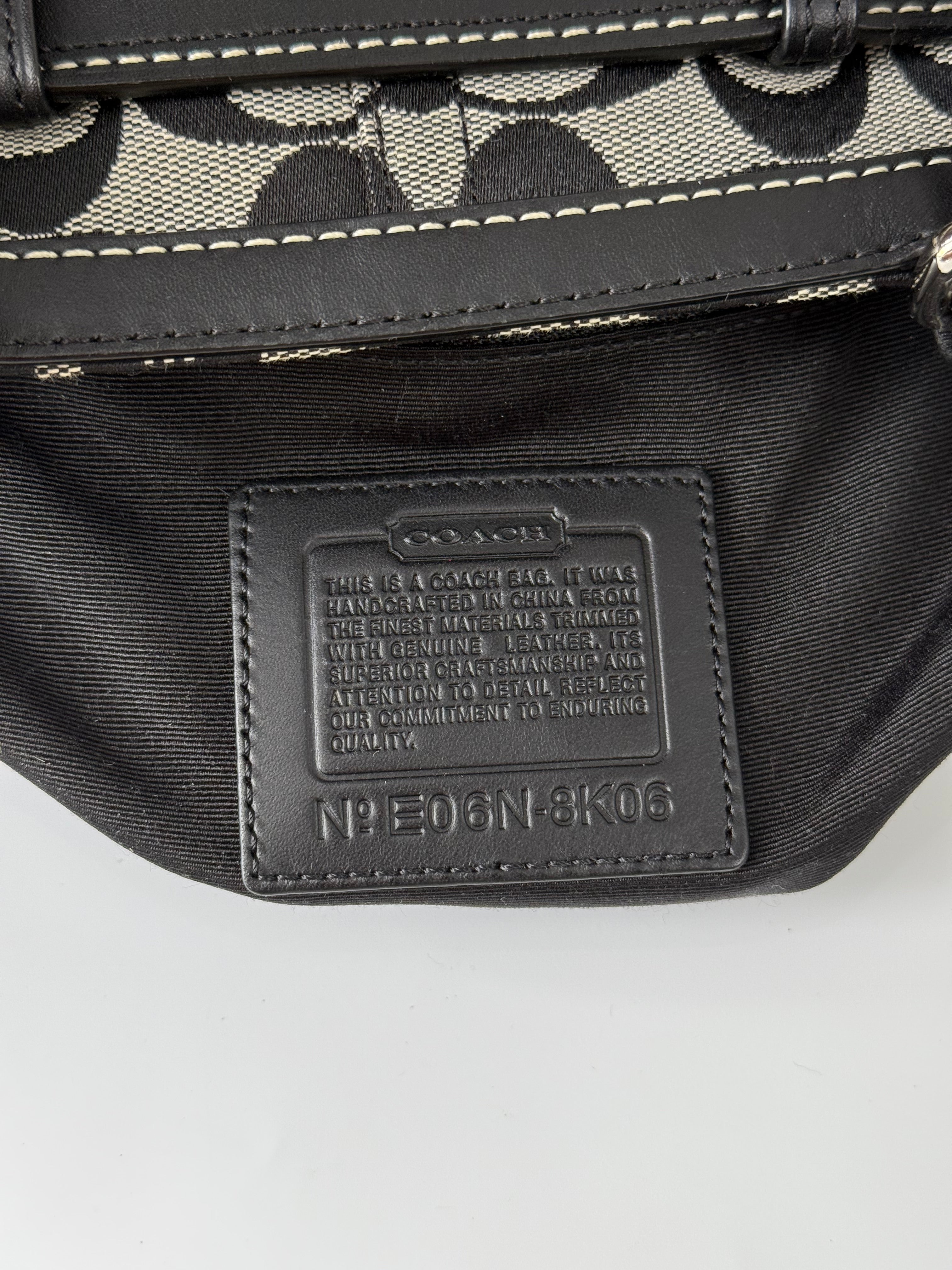 Vintage Coach Hampton Signature Tote Bag Coach Grey & Black Handbag 00s Y2K