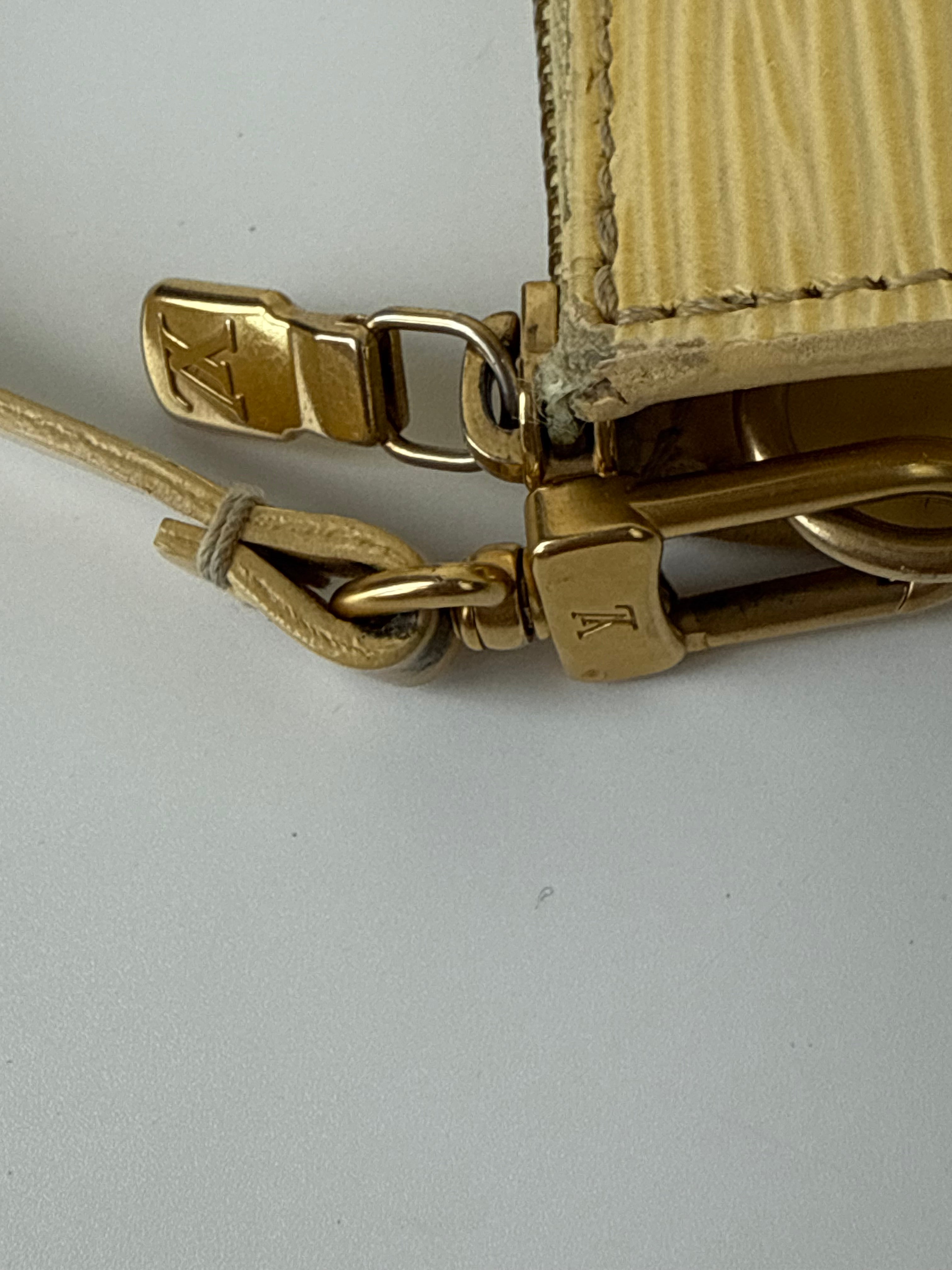Vintage Louis Vuitton Pochette Bag Louis Vuitton Yellow Pouch Leather Handbag 00s Y2K