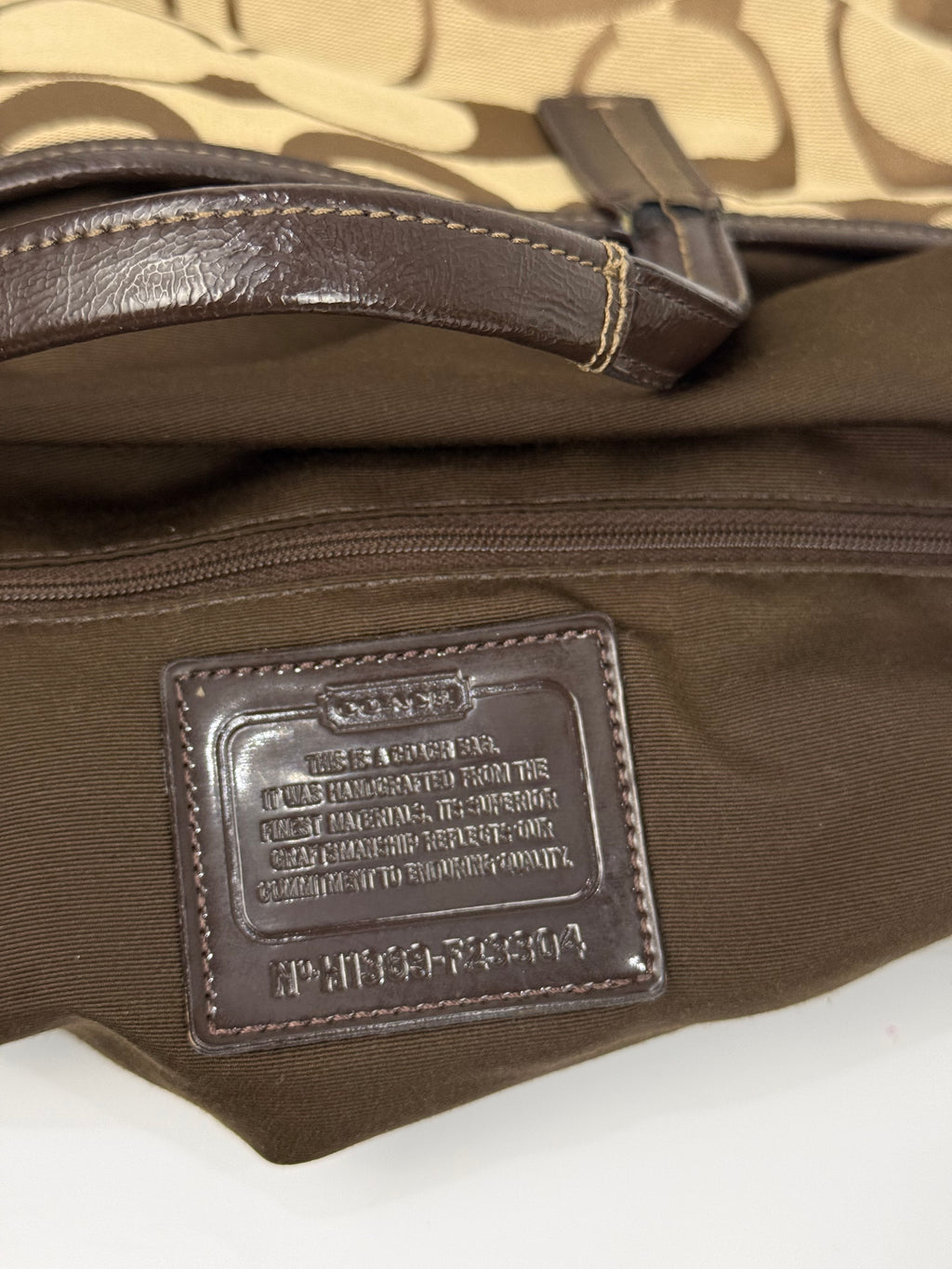 Vintage Coach Signature Stripe Fold over Tote Bag Brown/Beige Shoulder Bag Y2K