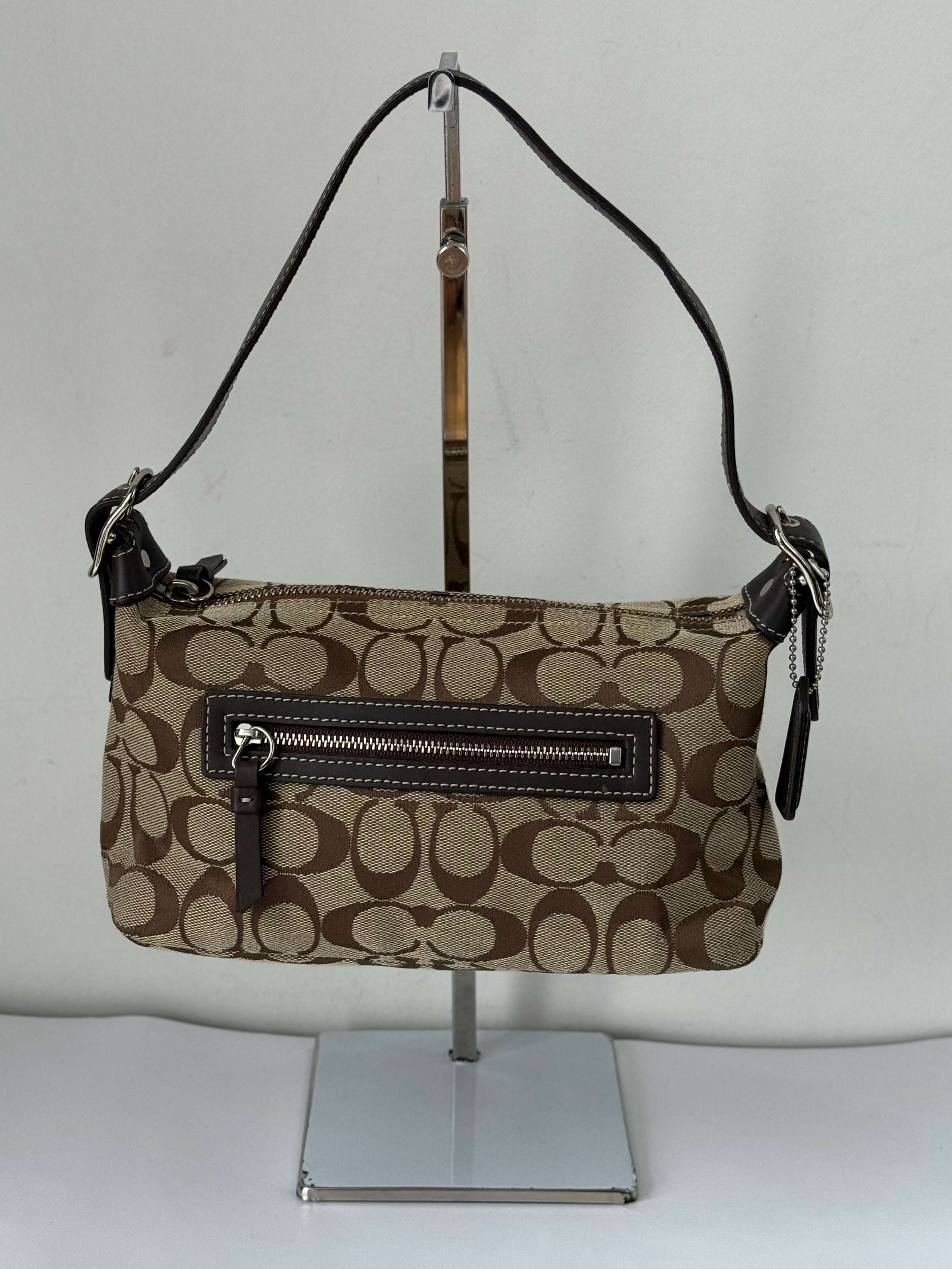 Vintage Coach Tabby Shoulder Bag Brown & Beige Signature Canvas Handbag 00s Y2K
