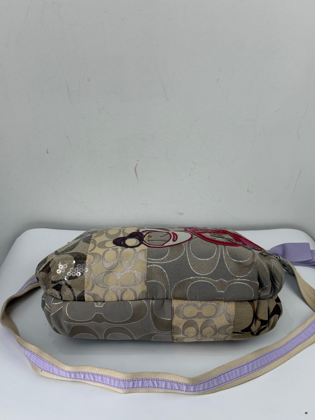 Vintage Coach Poppy Sequin 2-way Shoulder Bag Coach Signature Patchwork Heart Design Handbag 00s Y2K