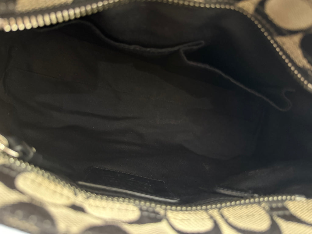 Vintage Coach Hampton Signature Tote Bag Coach Grey & Black Handbag 00s Y2K