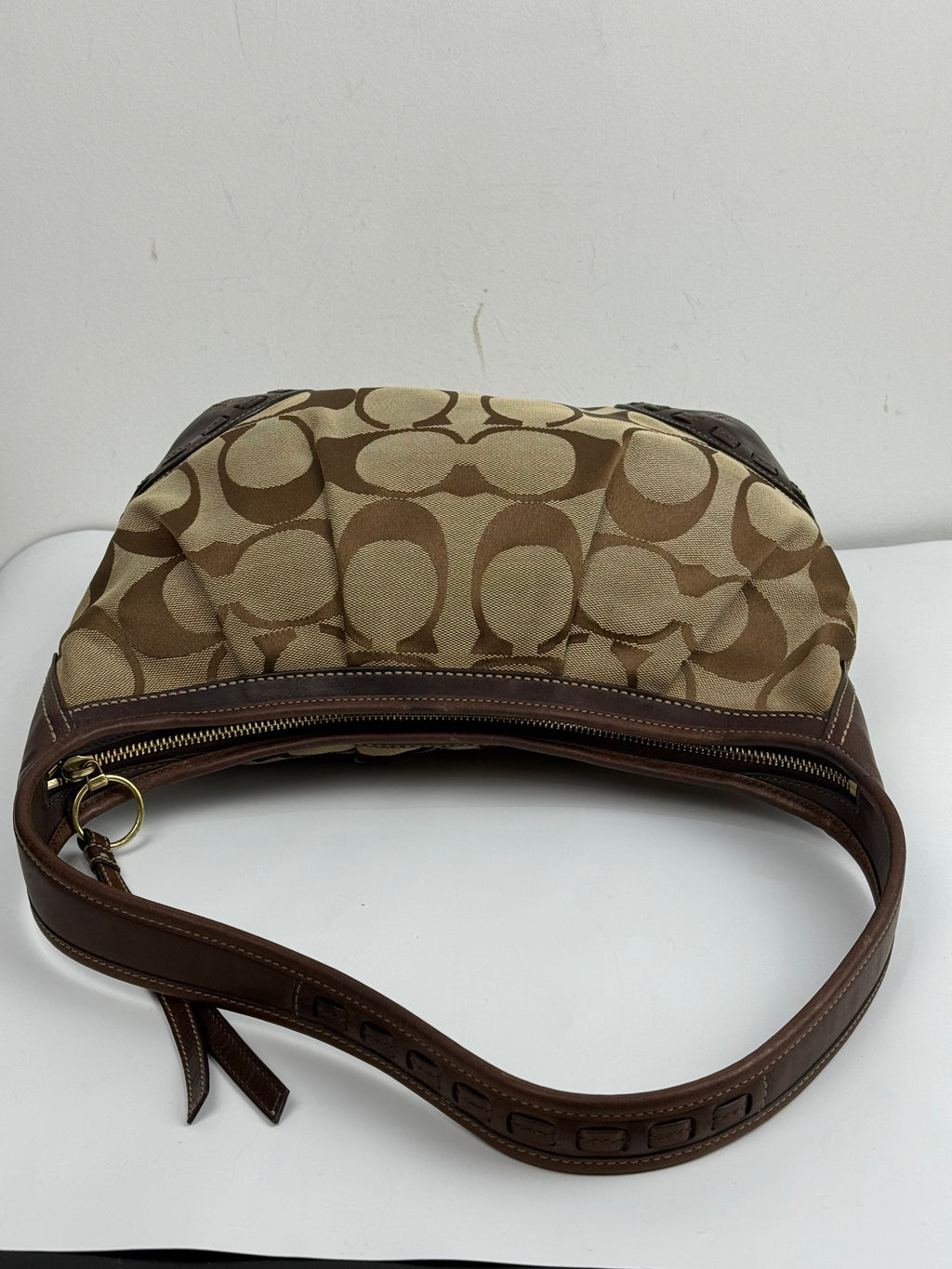 Vintage Coach Ergo Pleated Hobo Bag Coach Signature Bag With Brown Leather 00s Y2K