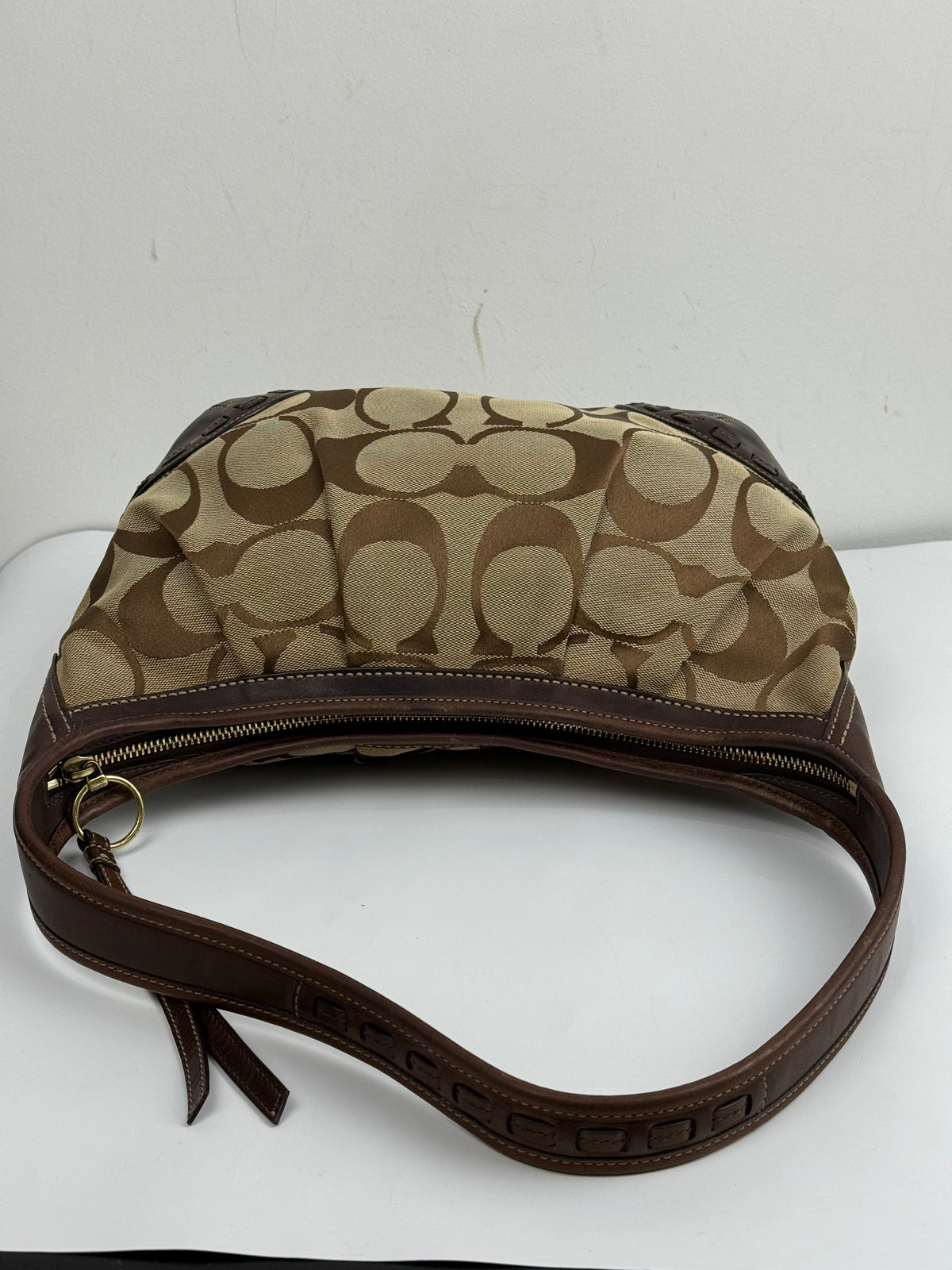 Vintage Coach Ergo Pleated Hobo Bag Coach Signature Bag With Brown Leather 00s Y2K