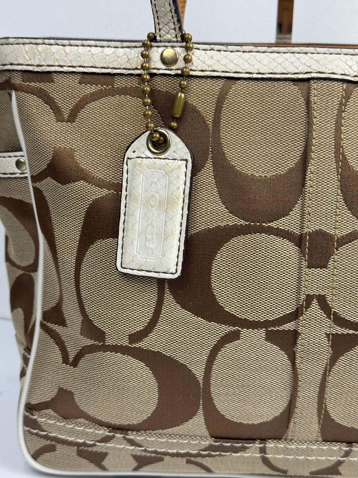 Vintage Coach Signature Tote Bag Coach Brown & Beige Handbag 00s Y2K