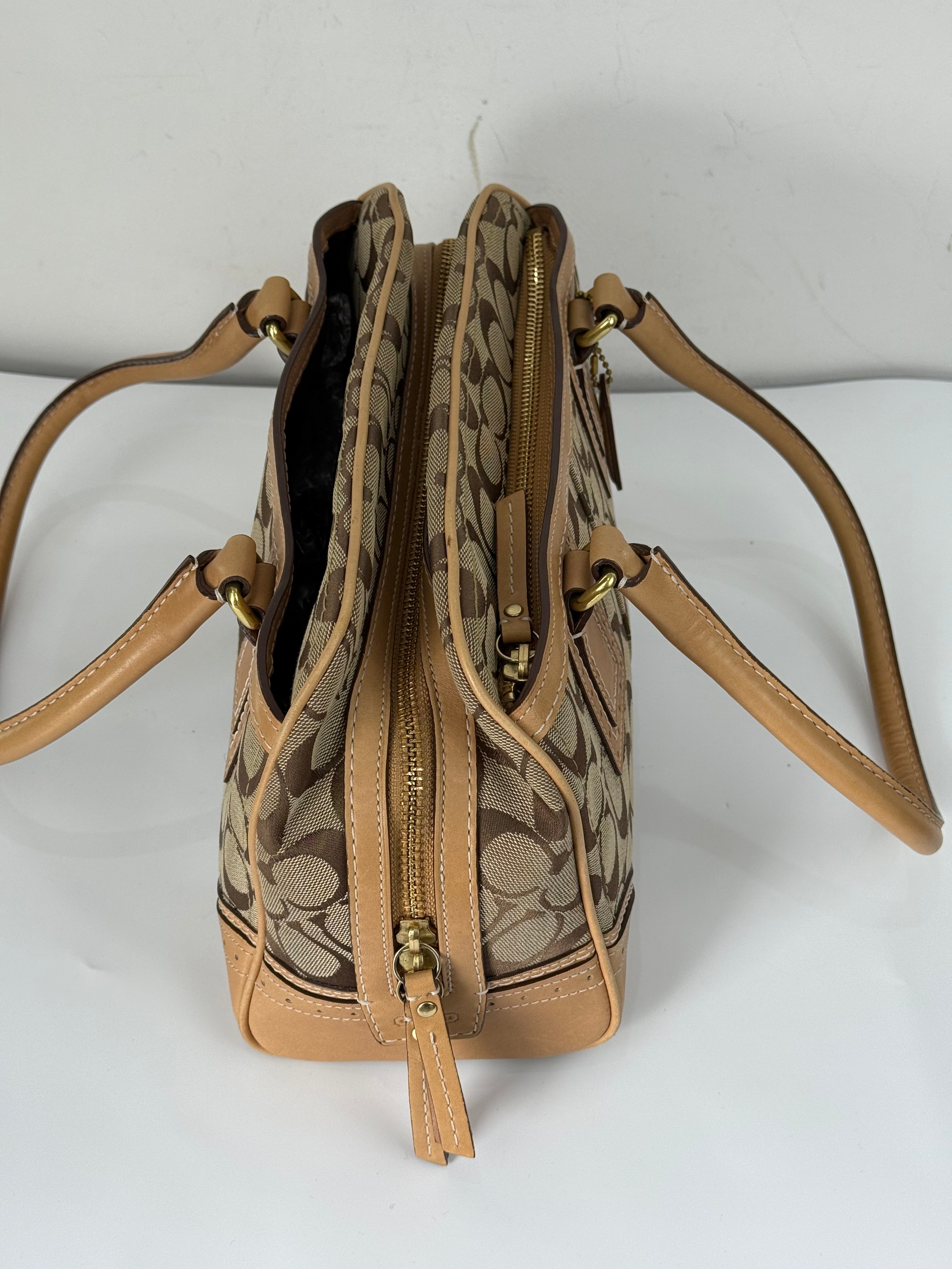 Vintage Coach Mini Boston Bag Coach Signature Brown/Beige Y2K HandBag