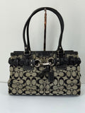 Vintage Coach Hampton Signature Tote Bag Grey and Black Coach Canvas HandBag 00s Y2K