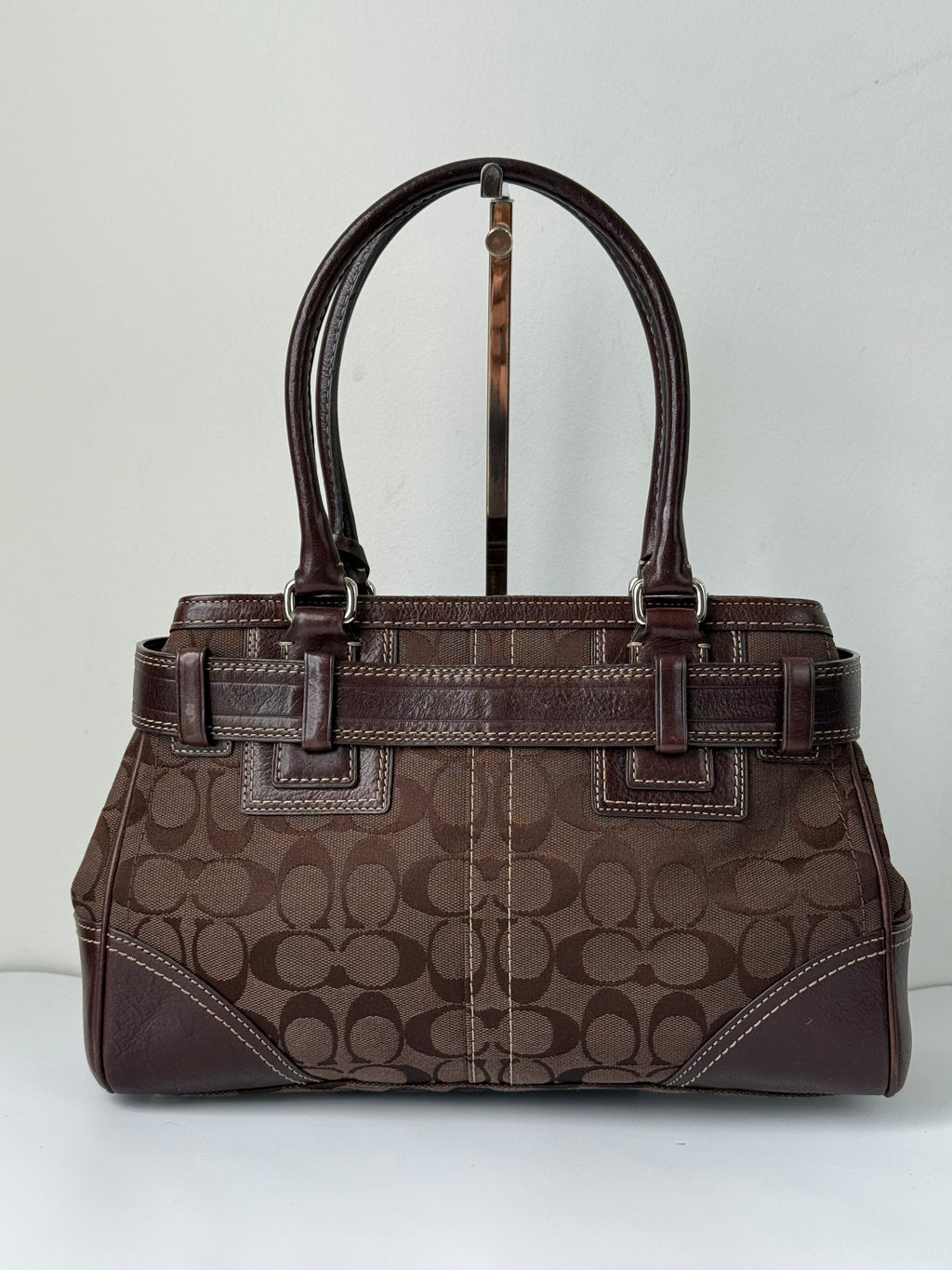 Vintage Coach Hampton Signature Tote Bag Brown Coach Canvas HandBag 00s Y2K