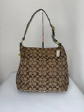 Vintage Coach Signature Hobo Shoulder Bag Brown & Beige Canvas Handbag 00s Y2K