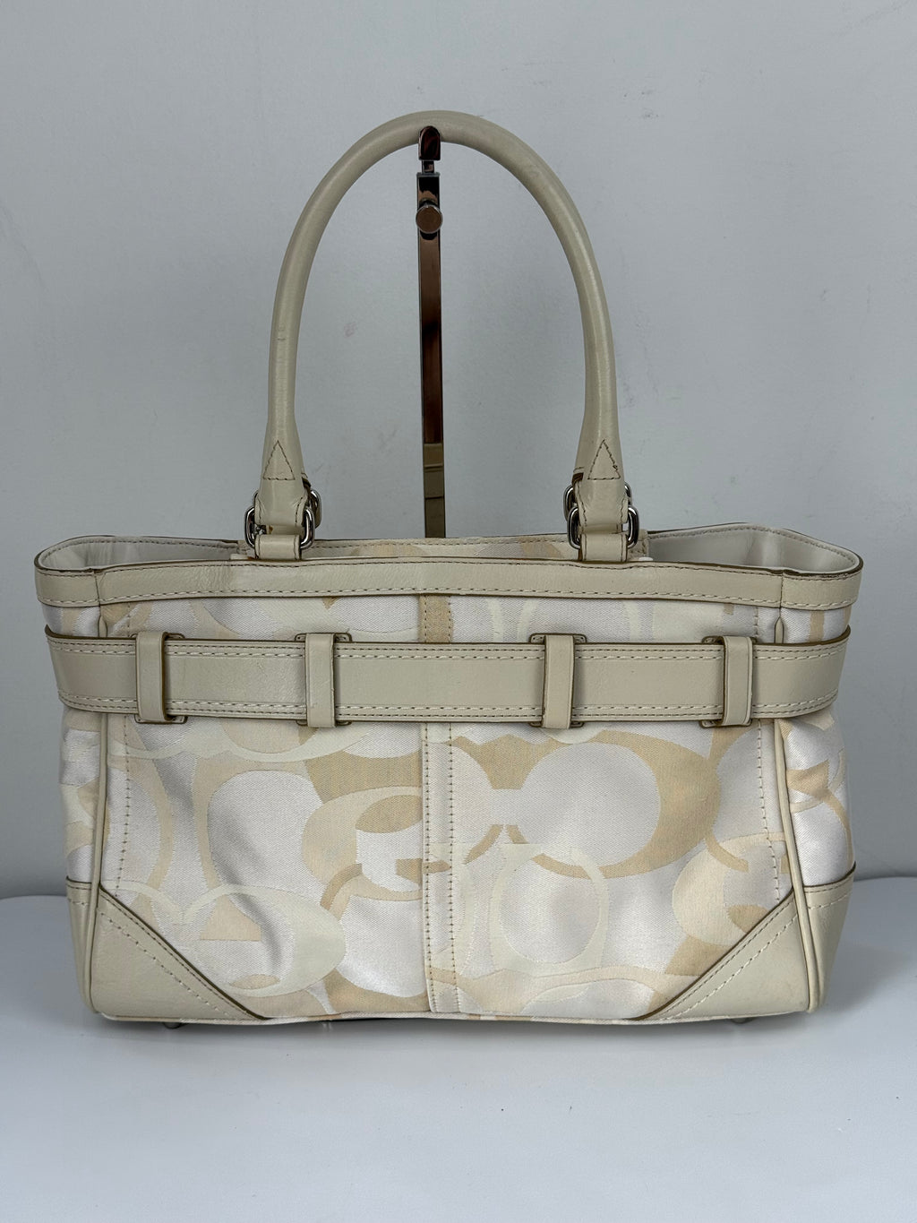 Vintage Coach Hampton Tote Bag Coach White/Tan Signature Y2K Handbag