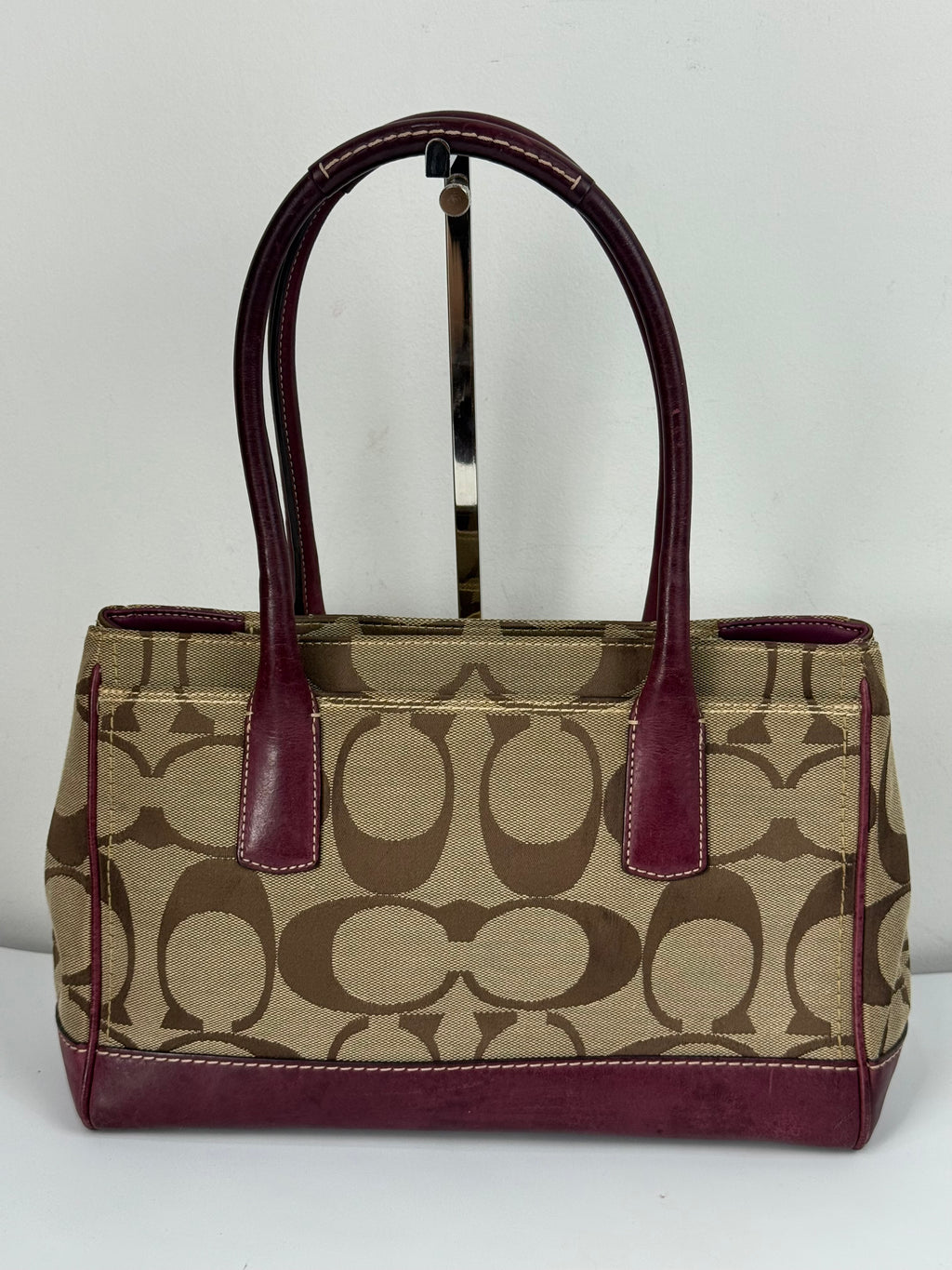 Vintage Coach Hampton Brown/Purple Tote Bag Coach Signature Y2K HandBag