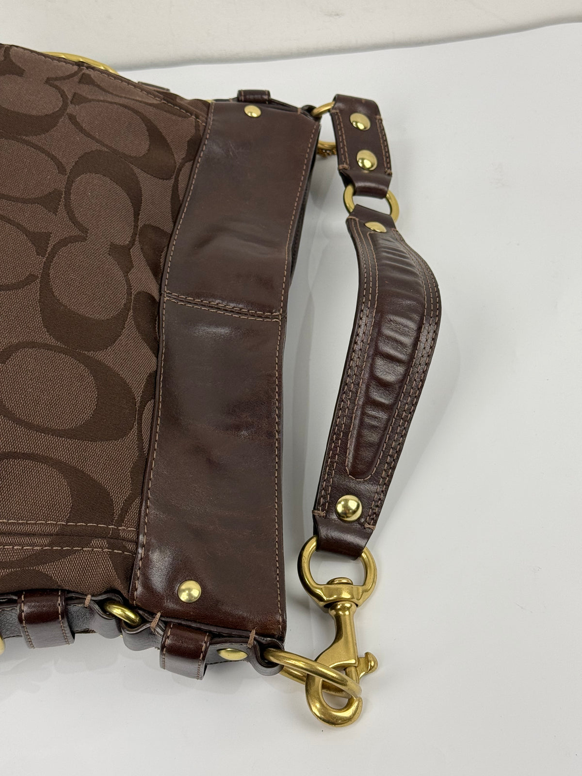 Vintage Coach Dark Brown Zoe Bag Coach Signature Shoulder Bag 00s Y2K