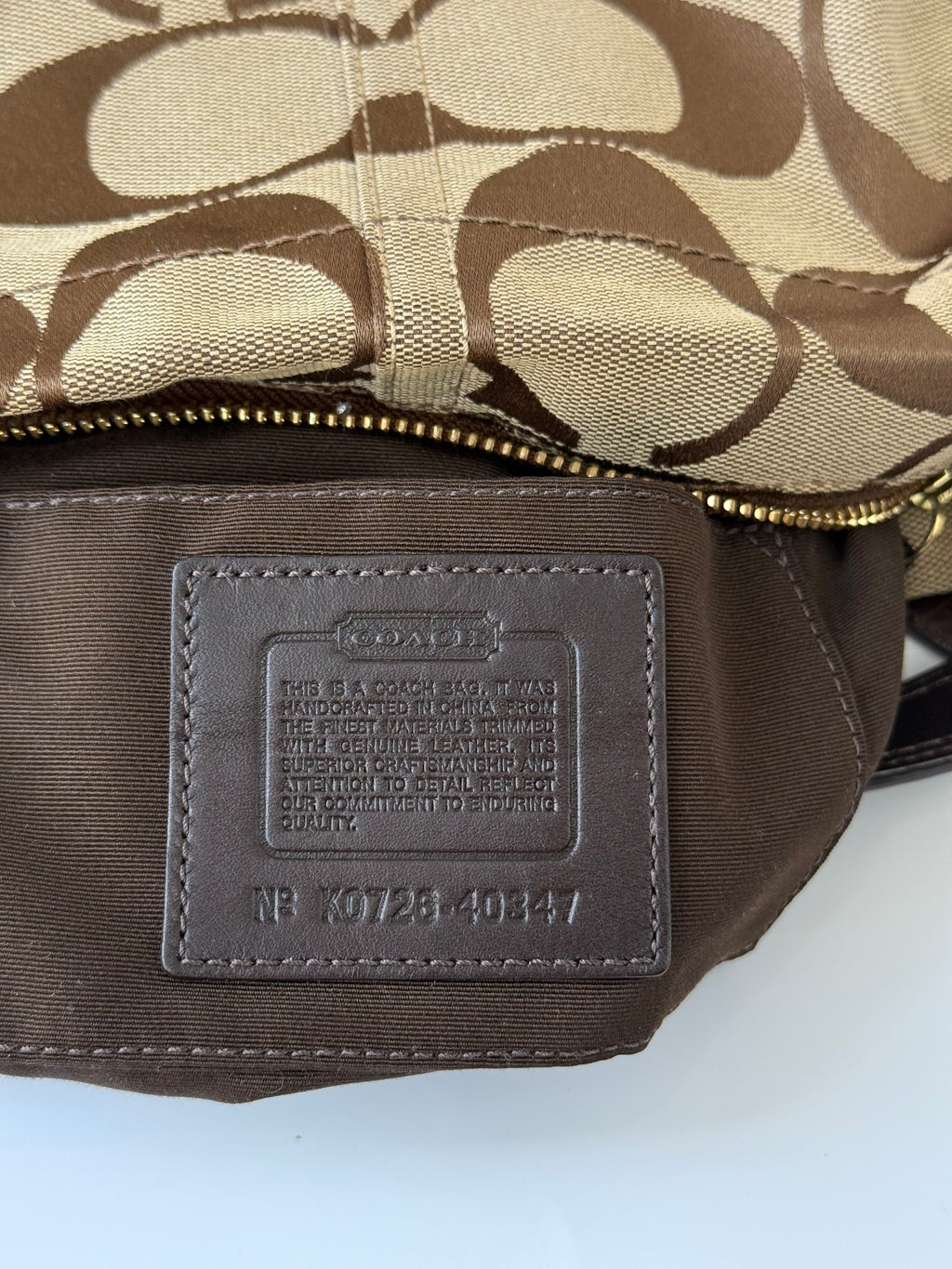 Vintage Coach Mini Carly Shoulder Bag Brown & Beige Signature Hobo Handbag 00s Y2K