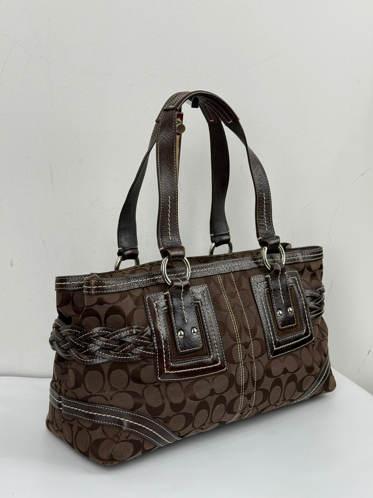 Vintage Coach Dark Brown Soho Satchel Bag Coach Signature Handbag 00s Y2K