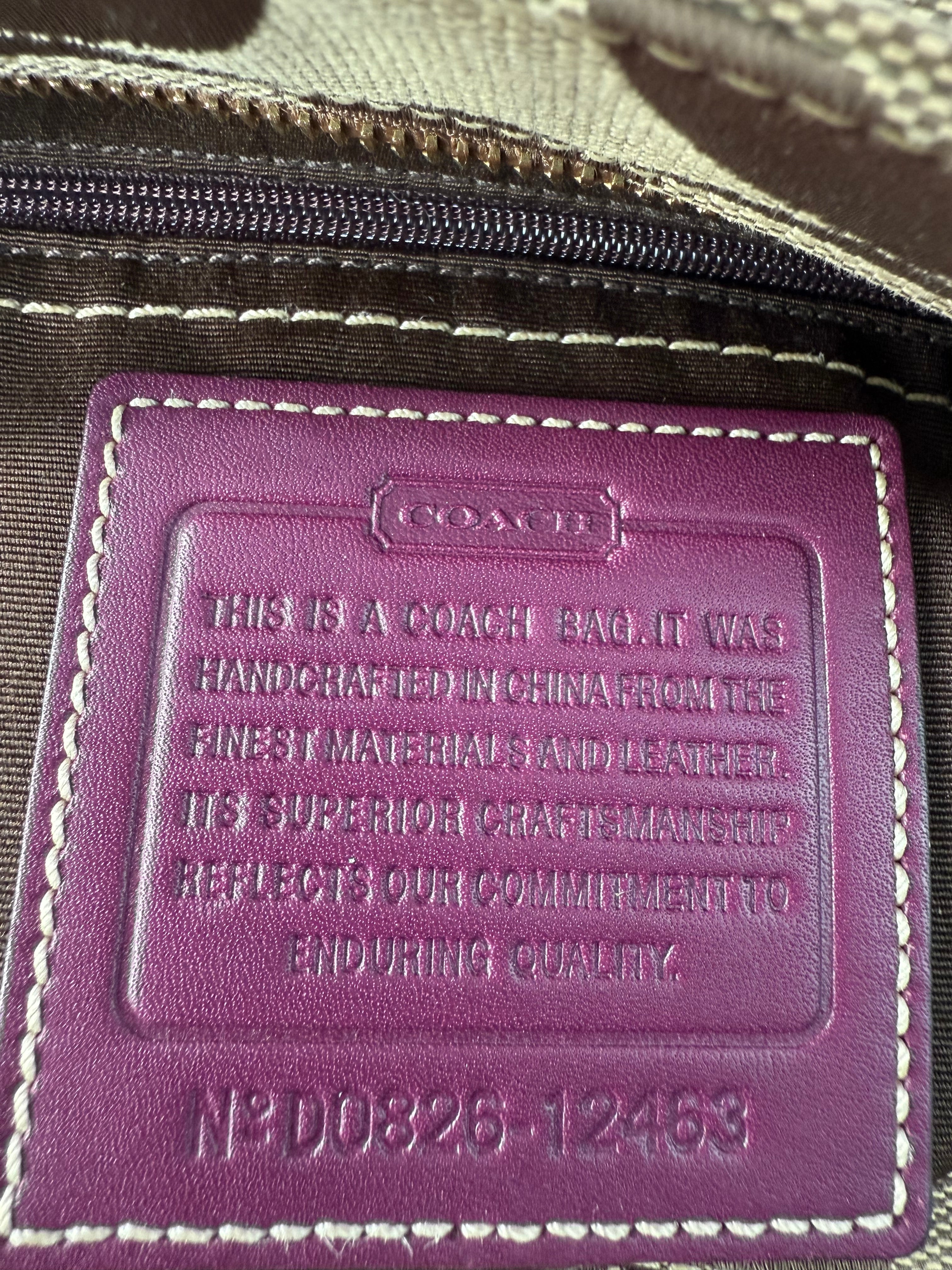 Vintage Coach Hampton Brown/Purple Tote Bag Coach Signature Y2K HandBag