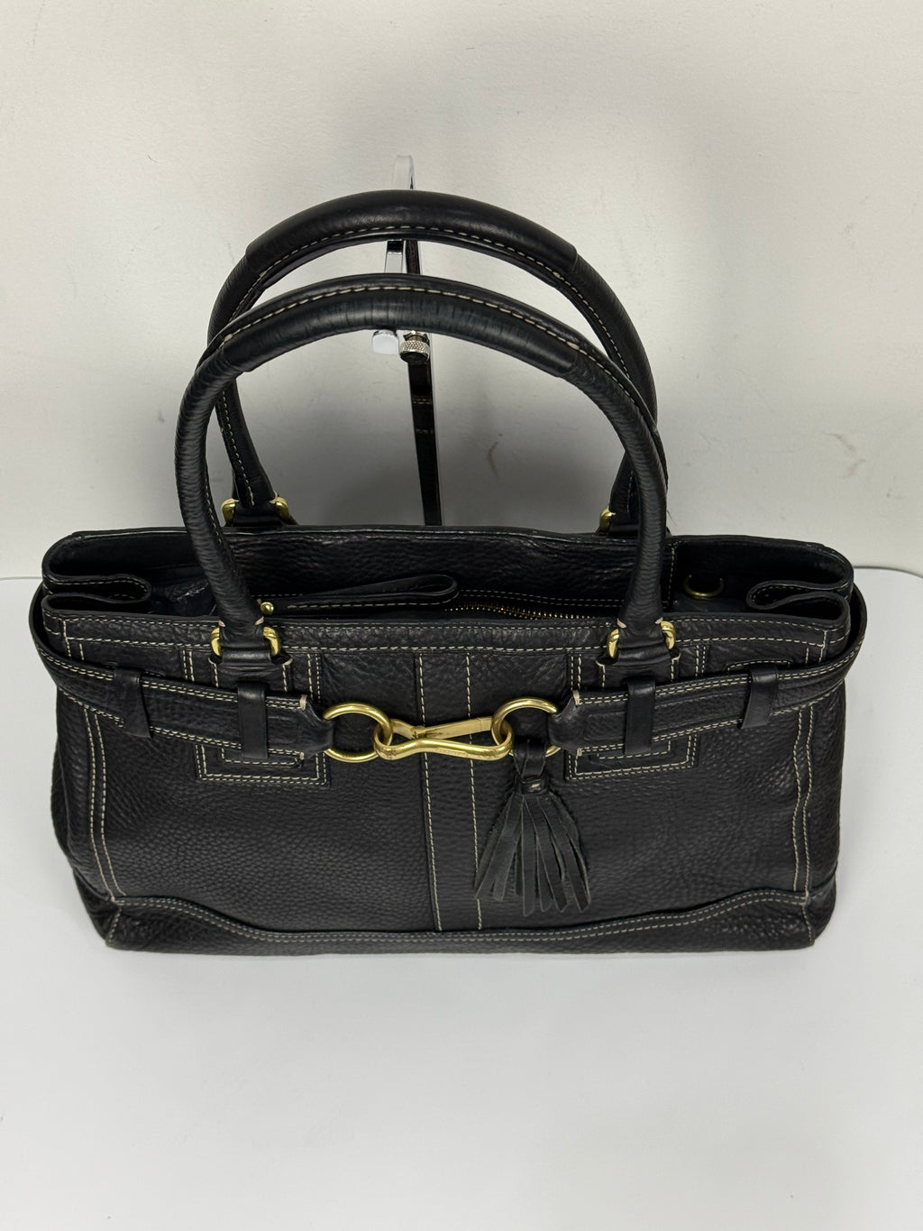 Vintage Coach Hampton Tote Bag Black Coach Leather HandBag 00s Y2K