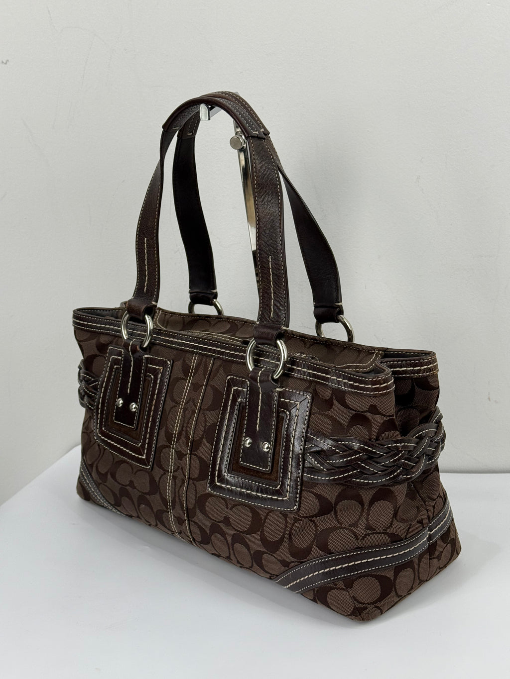 Vintage Coach Dark Brown Soho Satchel Bag Coach Signature Handbag 00s Y2K