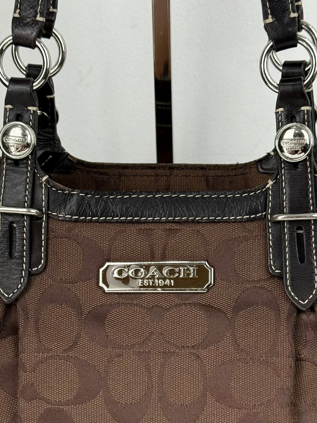Vintage Coach Gallery East West Tote Bag Coach Dark Brown Signature Y2K Handbag