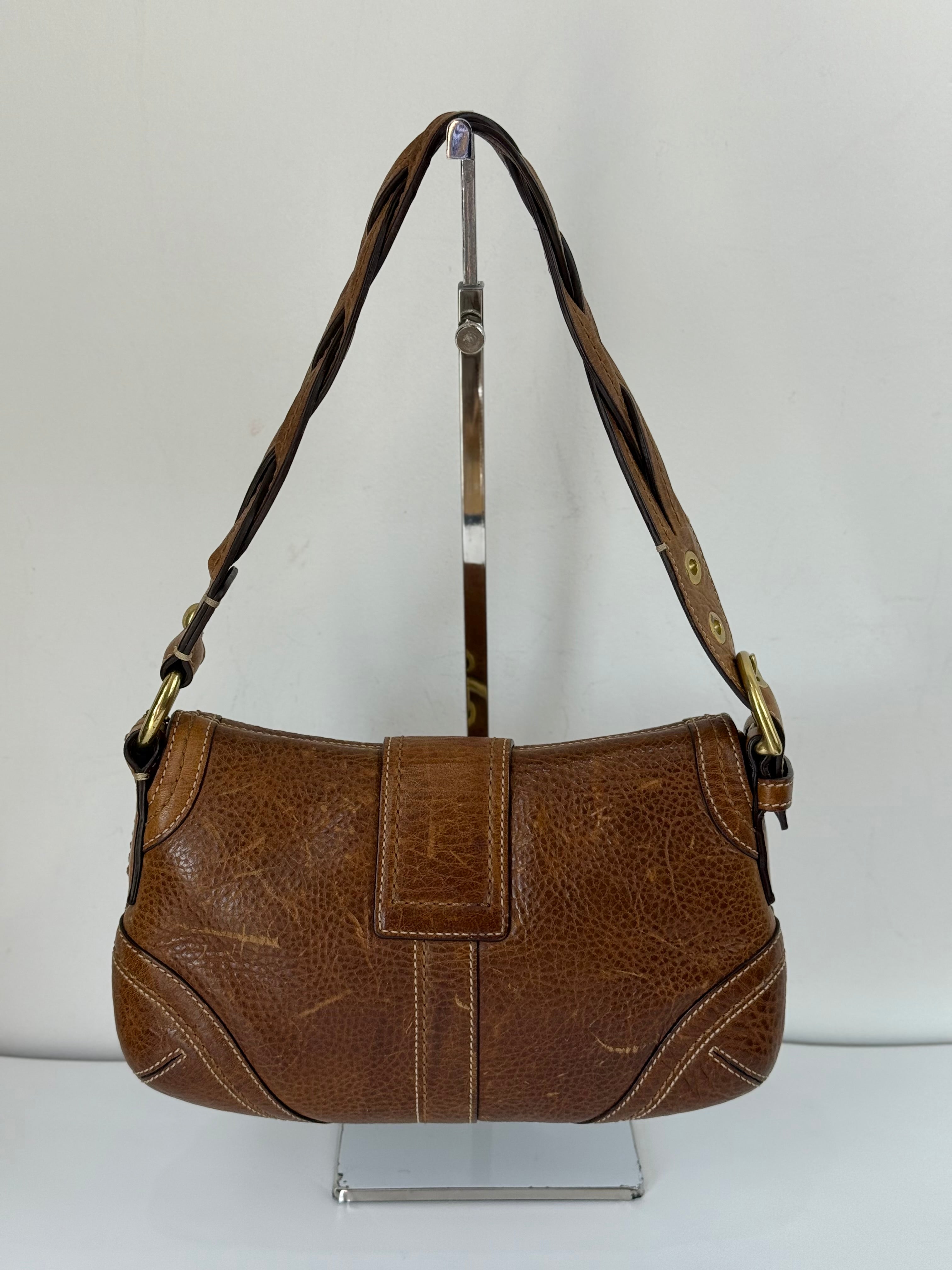 Vintage Coach Brown Soho Shoulder Bag Coach Calf Leather Handbag 00s Y2K