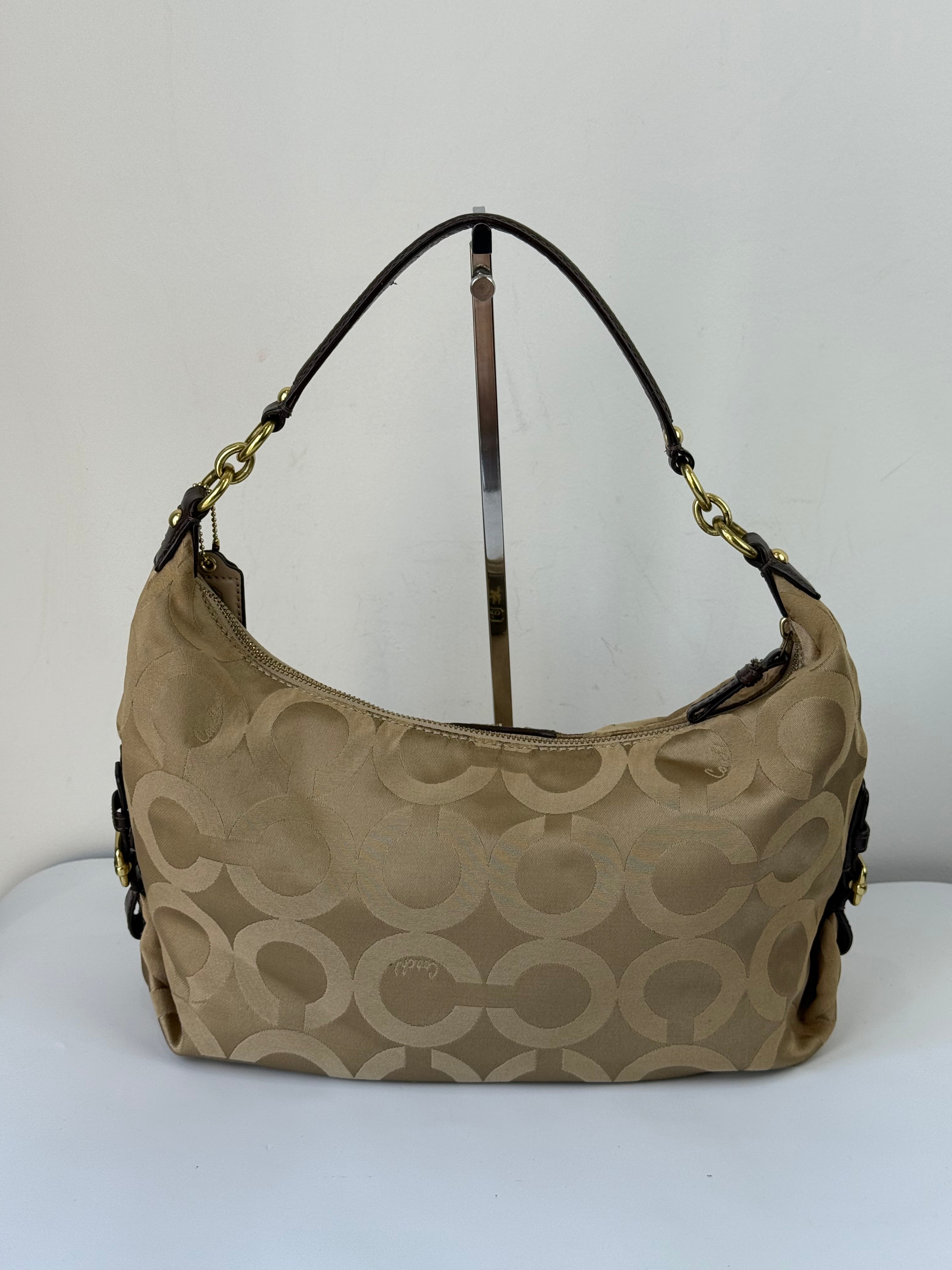 Vintage Coach Signature Madison Maggie Hobo 2 Way Bag Brown & Beige Shoulder Bag 00s Y2K