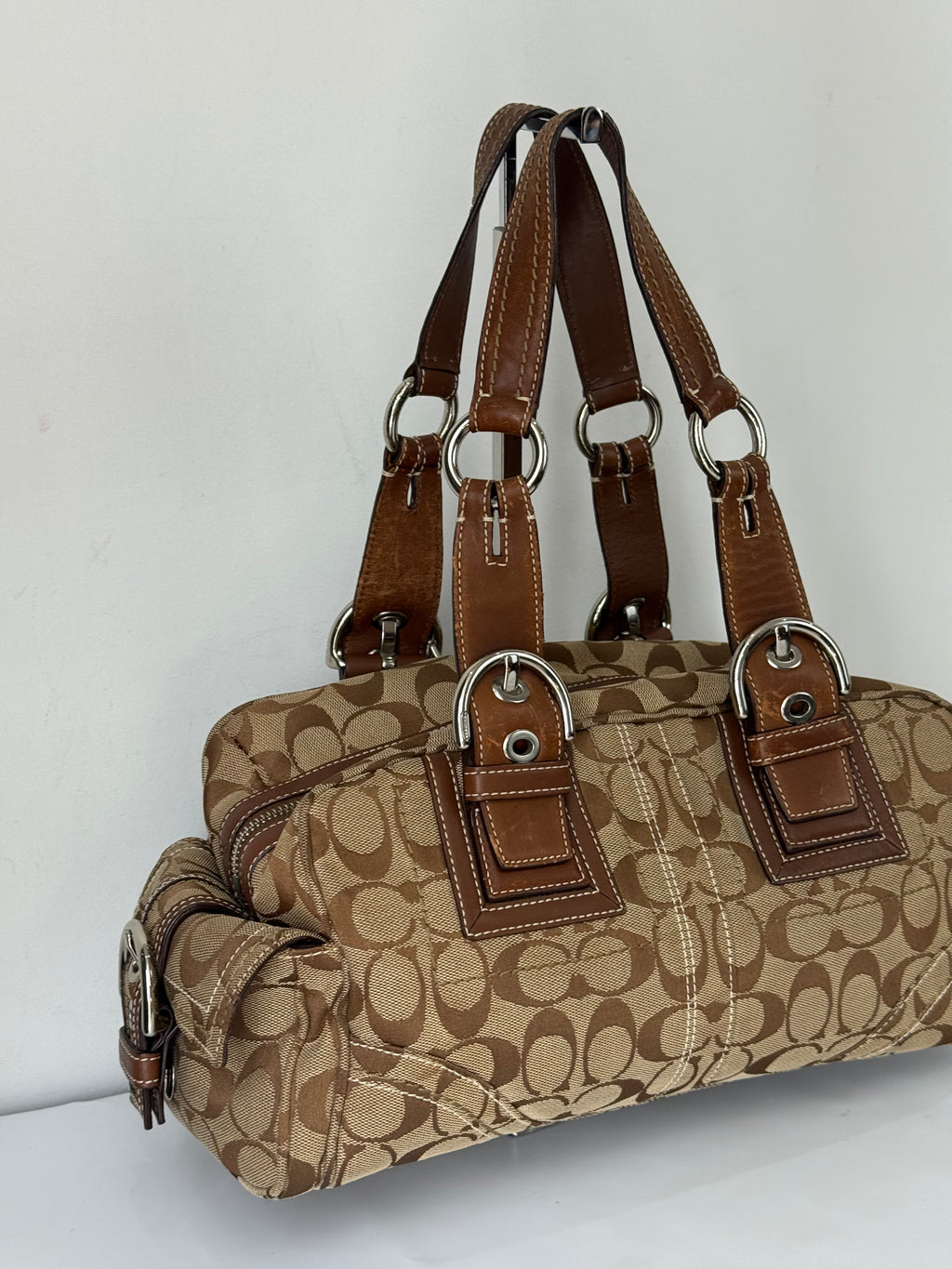 Rare Vintage Coach Dark Brown Boston Satchel Soho Mia Signature Shoulder Bag 00s Y2K