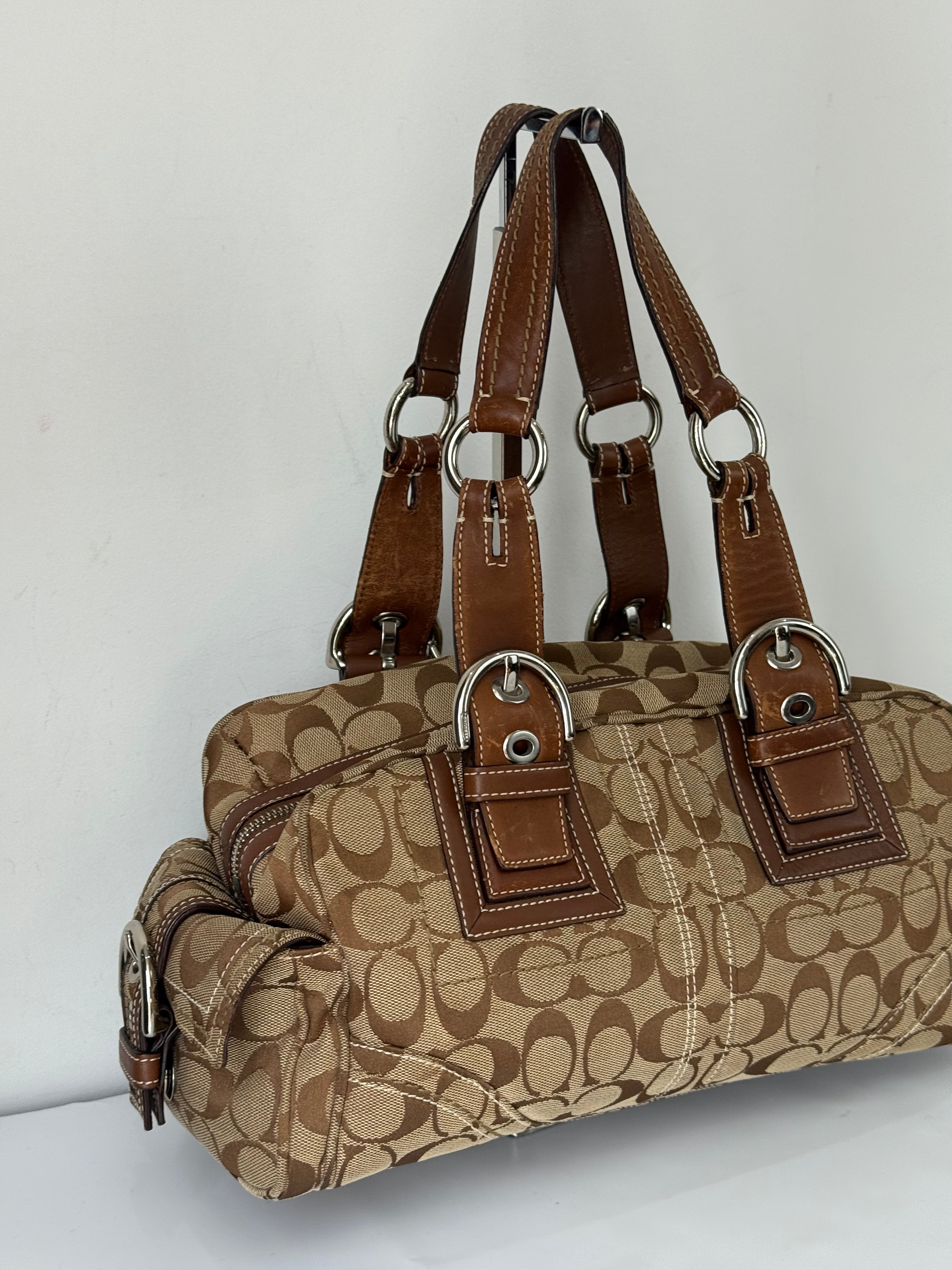 Rare Vintage Coach Dark Brown Boston Satchel Soho Mia Signature Shoulder Bag 00s Y2K