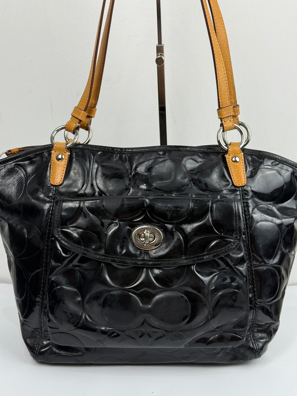Vintage Coach Leah Black Patent Leather Bag Coach Shoulder Bag 00s Y2K