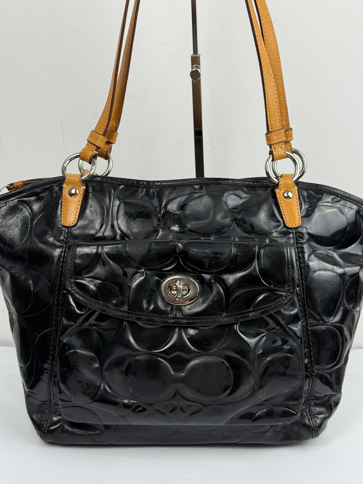 Vintage Coach Leah Black Patent Leather Bag Coach Shoulder Bag 00s Y2K