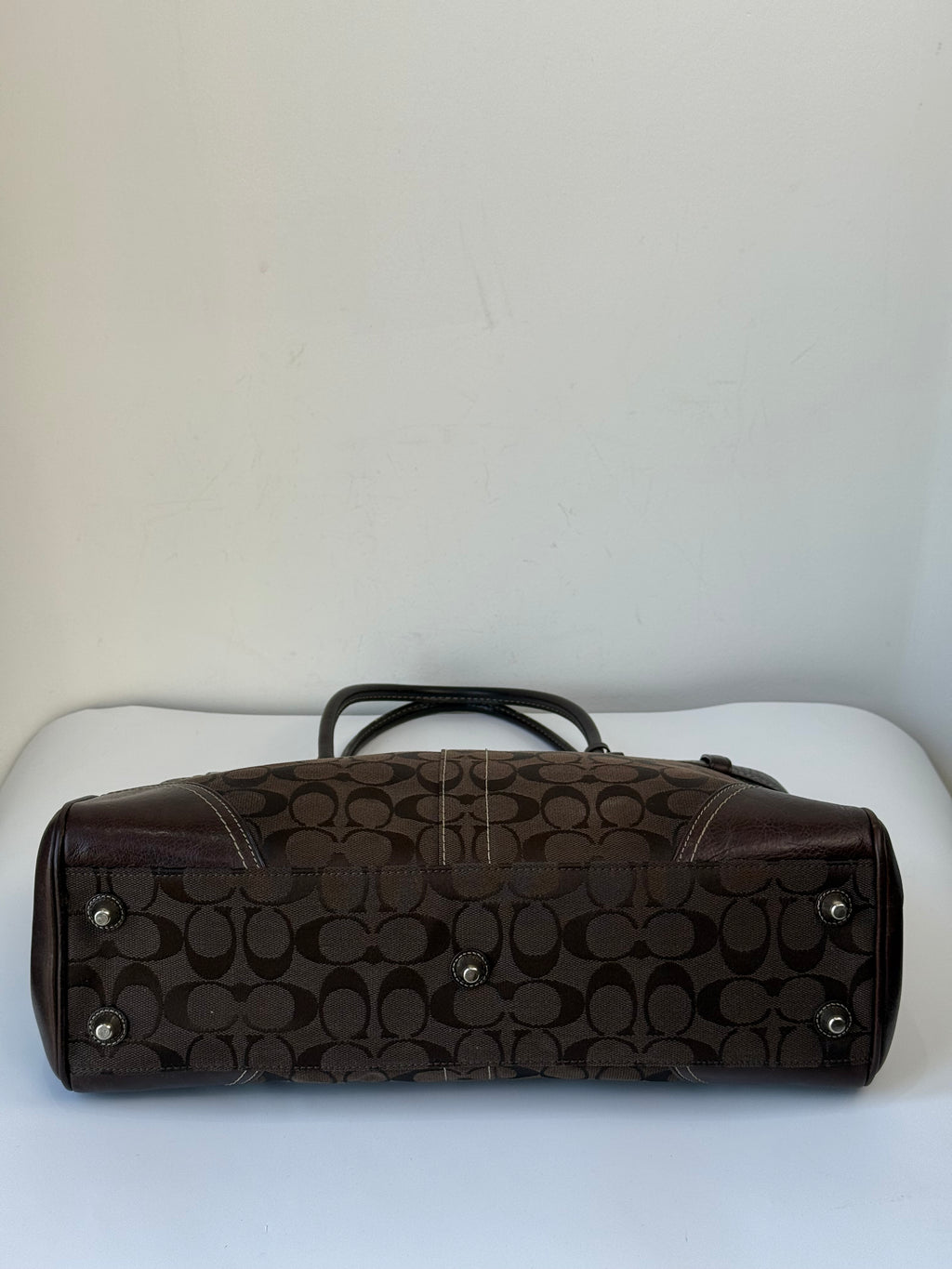 Vintage Coach Hampton Tote Bag Brown Coach Signature Monogram HandBag 00s Y2K Bag