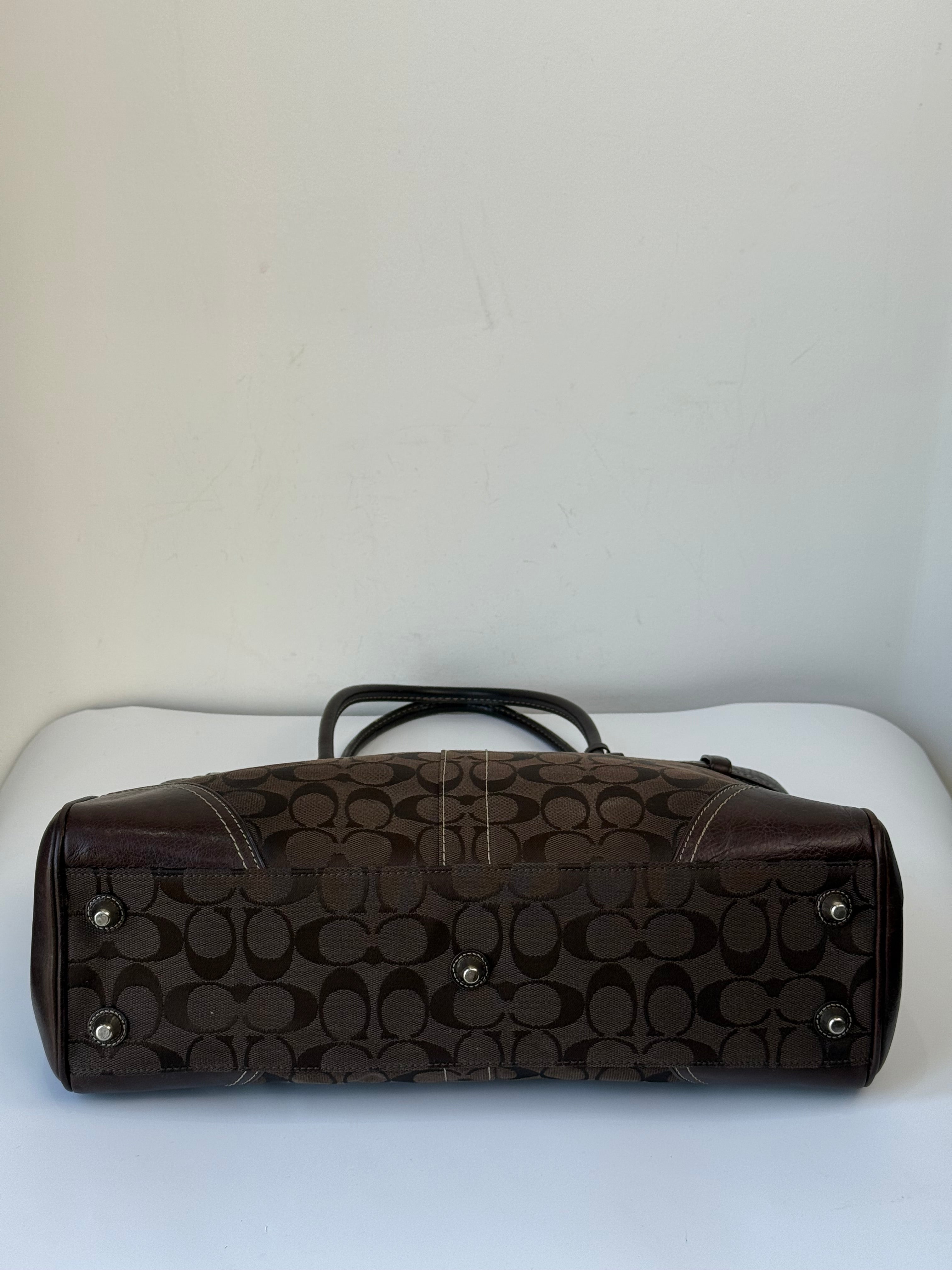 Vintage Coach Hampton Tote Bag Brown Coach Signature Monogram HandBag 00s Y2K Bag