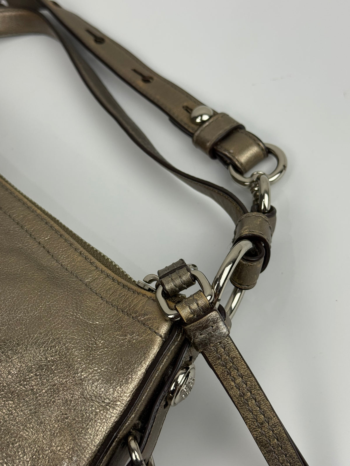 Vintage Coach Mia Metallic Bag Leather Convertible Shoulder Bag 00s Y2K