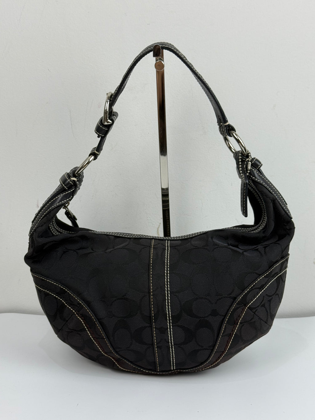 Vintage Coach Hobo Bag Coach Black Signature Shoulder Bag 00s Y2K