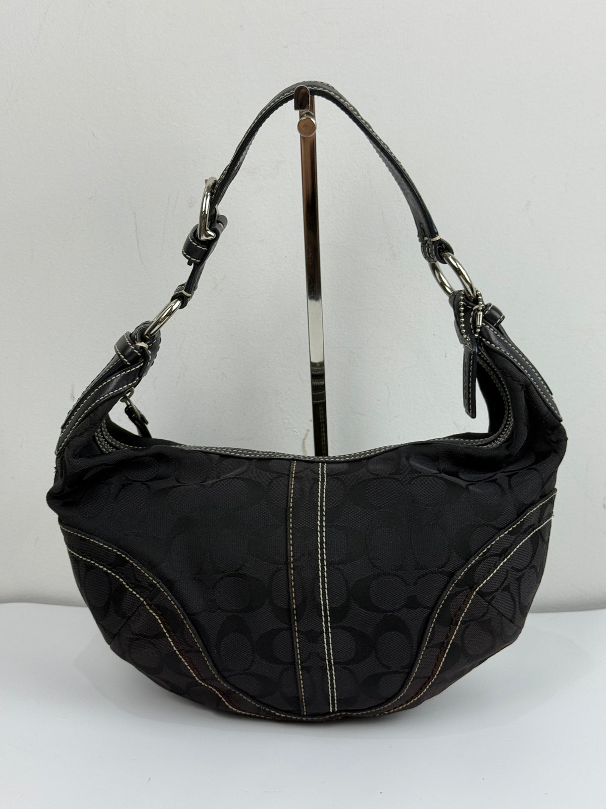 Vintage Coach Hobo Bag Coach Black Signature Shoulder Bag 00s Y2K