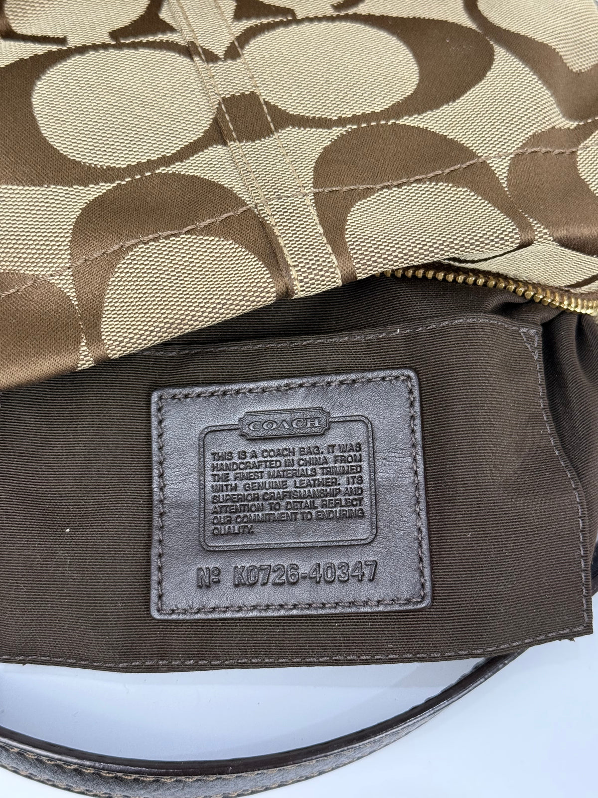 Vintage Coach Mini Carly Shoulder Bag Brown & Beige Signature Hobo Handbag 00s Y2K