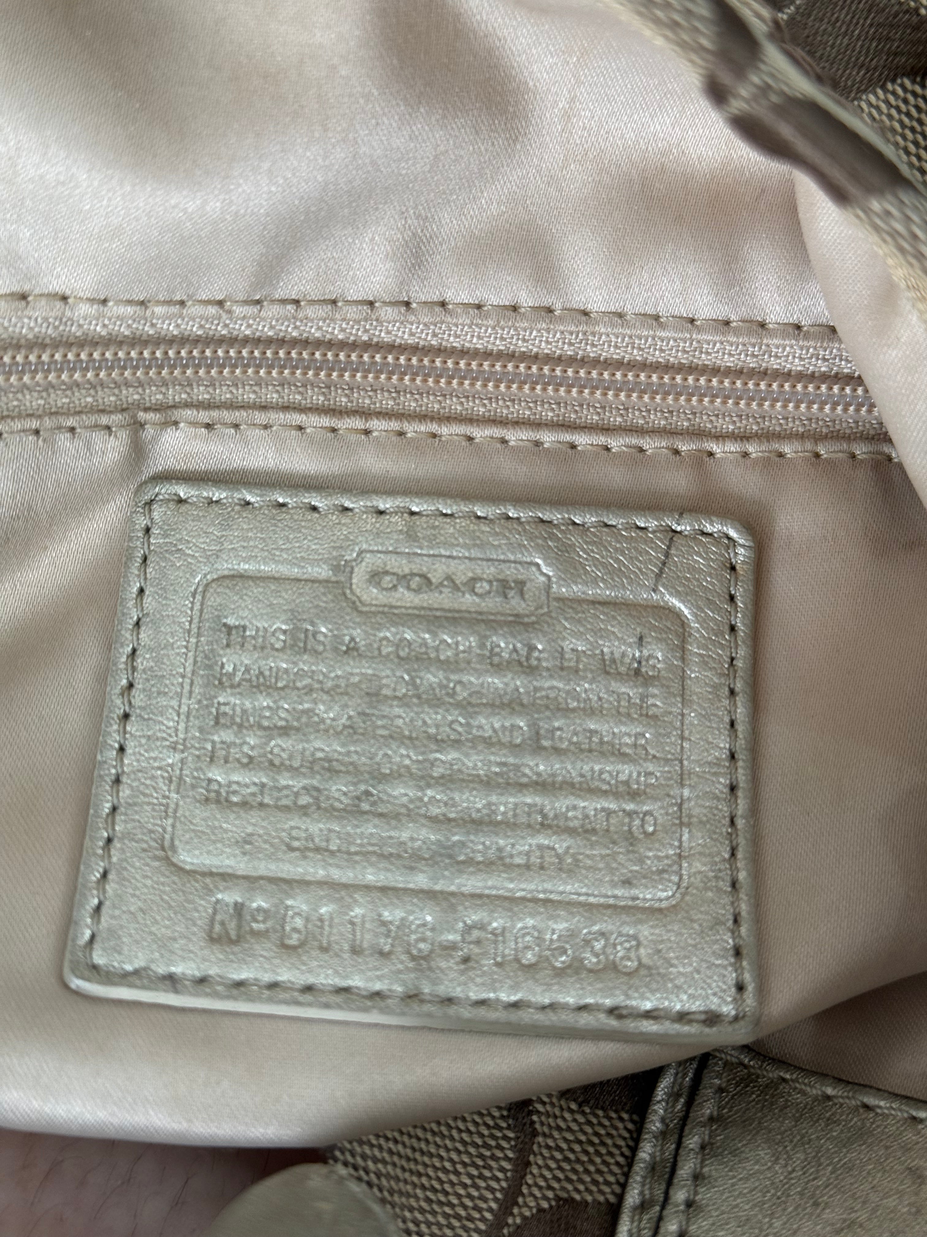 Vintage Coach Signature Hobo Shoulder Bag Brown & Beige Canvas Handbag 00s Y2K