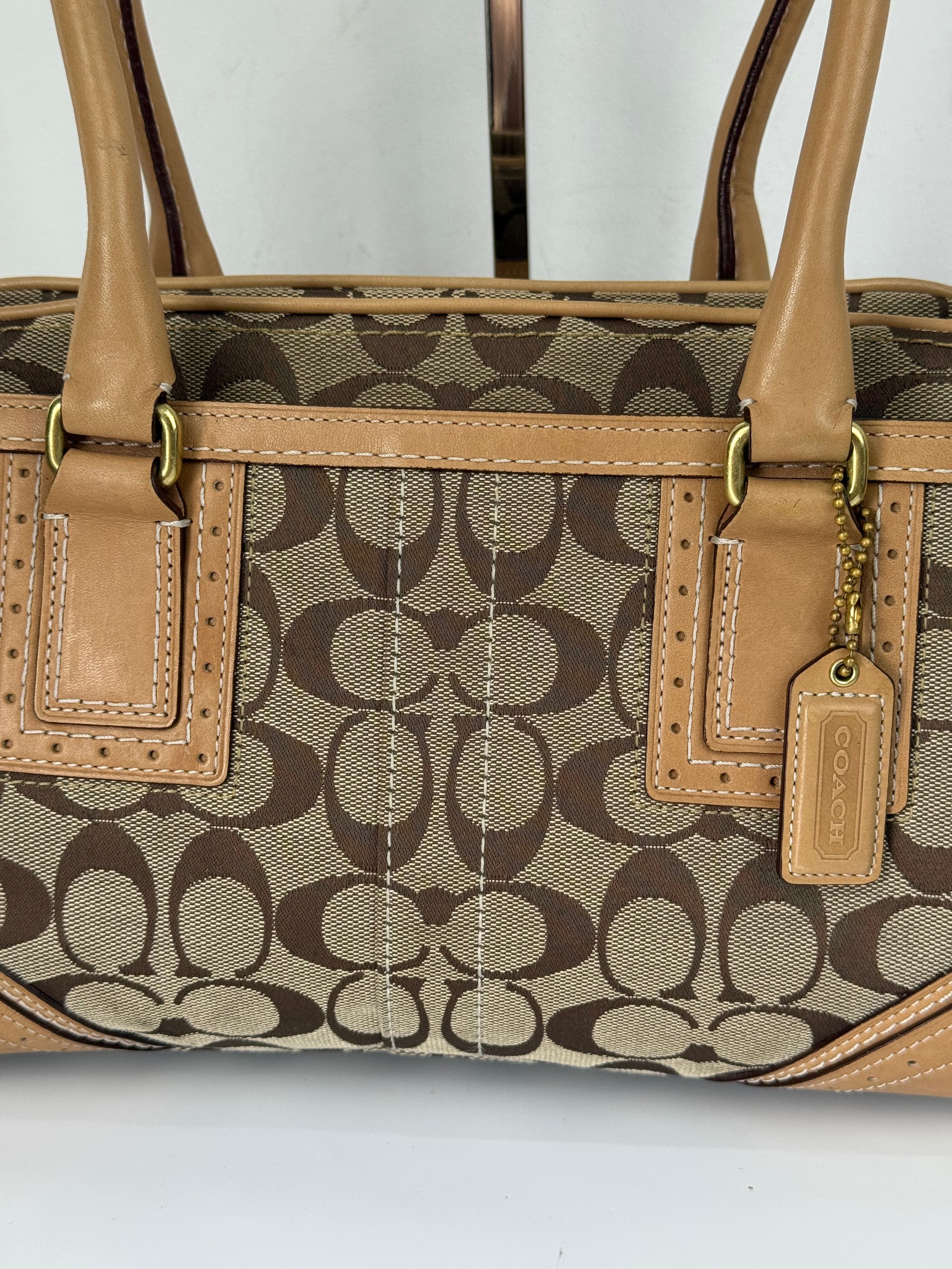 Vintage Coach Mini Boston Bag Coach Signature Brown/Beige Y2K HandBag