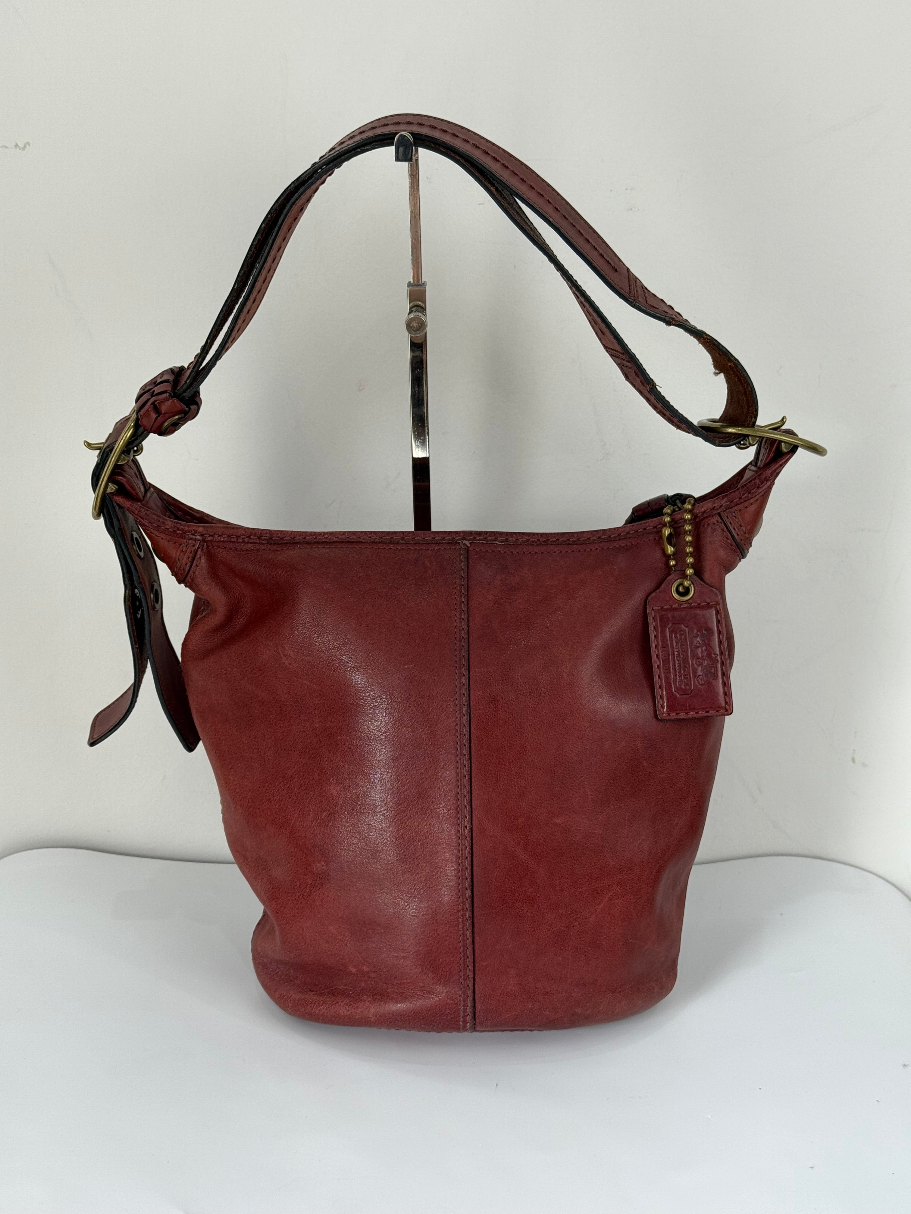 Vintage Coach Bleecker Burgundy Bucket Bag Coach Leather Y2K Shoulder Bag