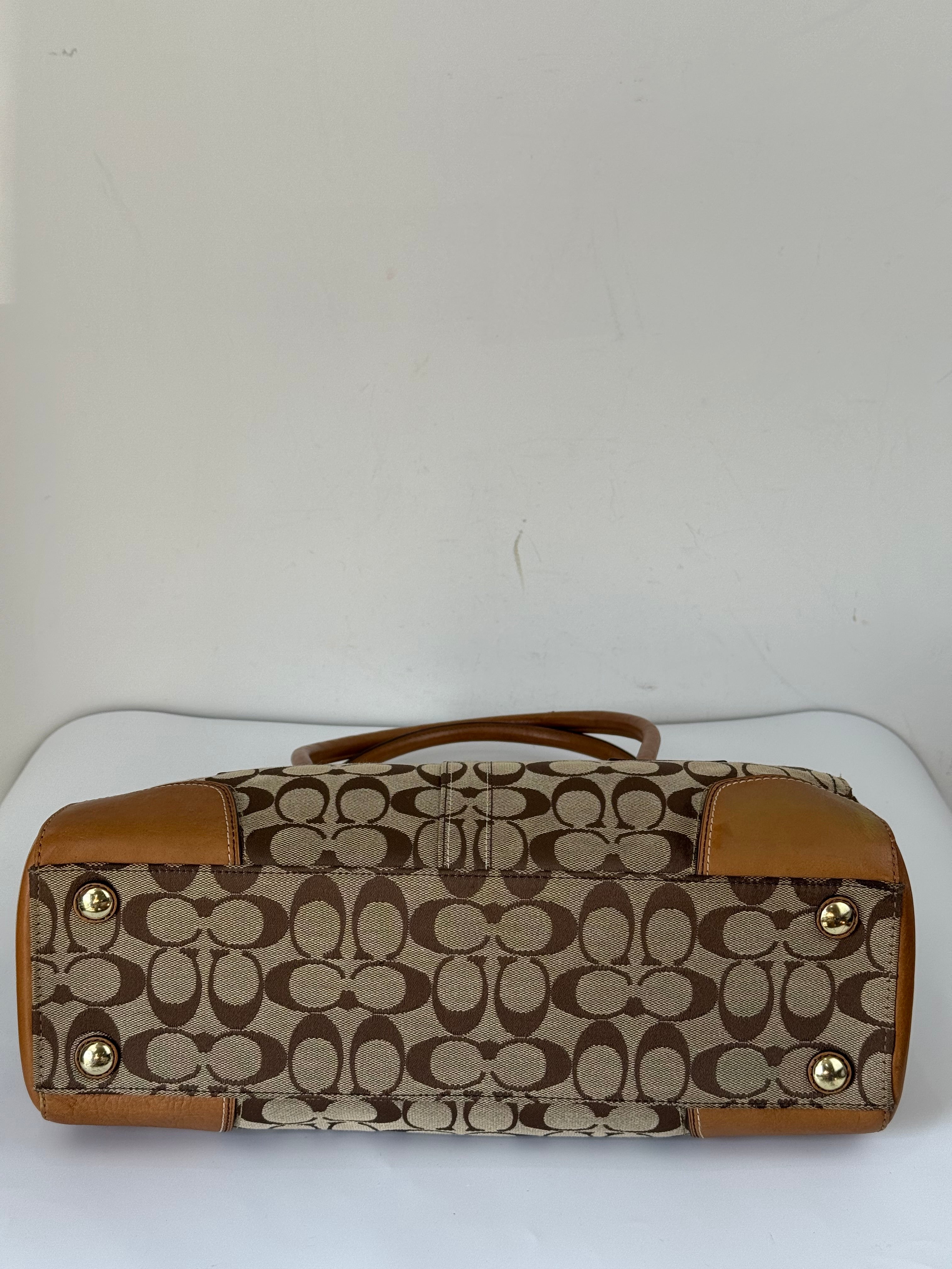 Vintage Coach Hampton Tote Bag Coach Brown/Tan Signature Y2K Handbag