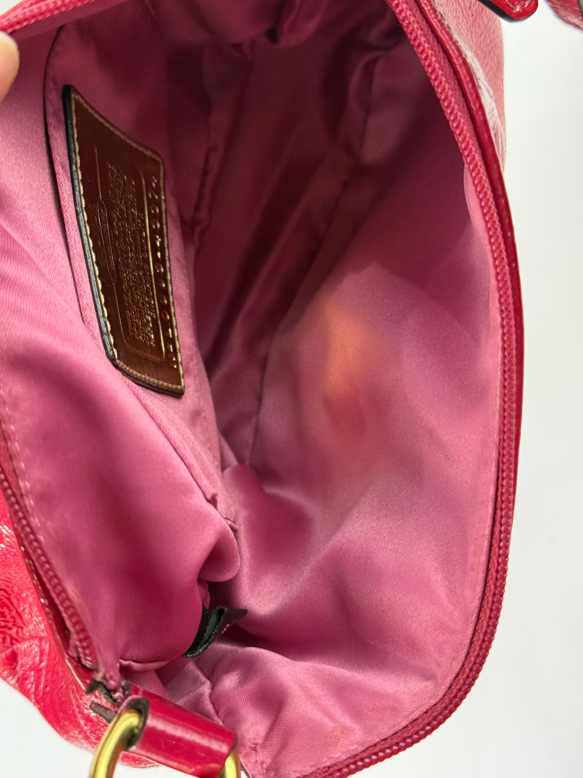 Vintage Coach Madison HandBag Pink/Red Patent Leather Coach Bag 00s Y2K
